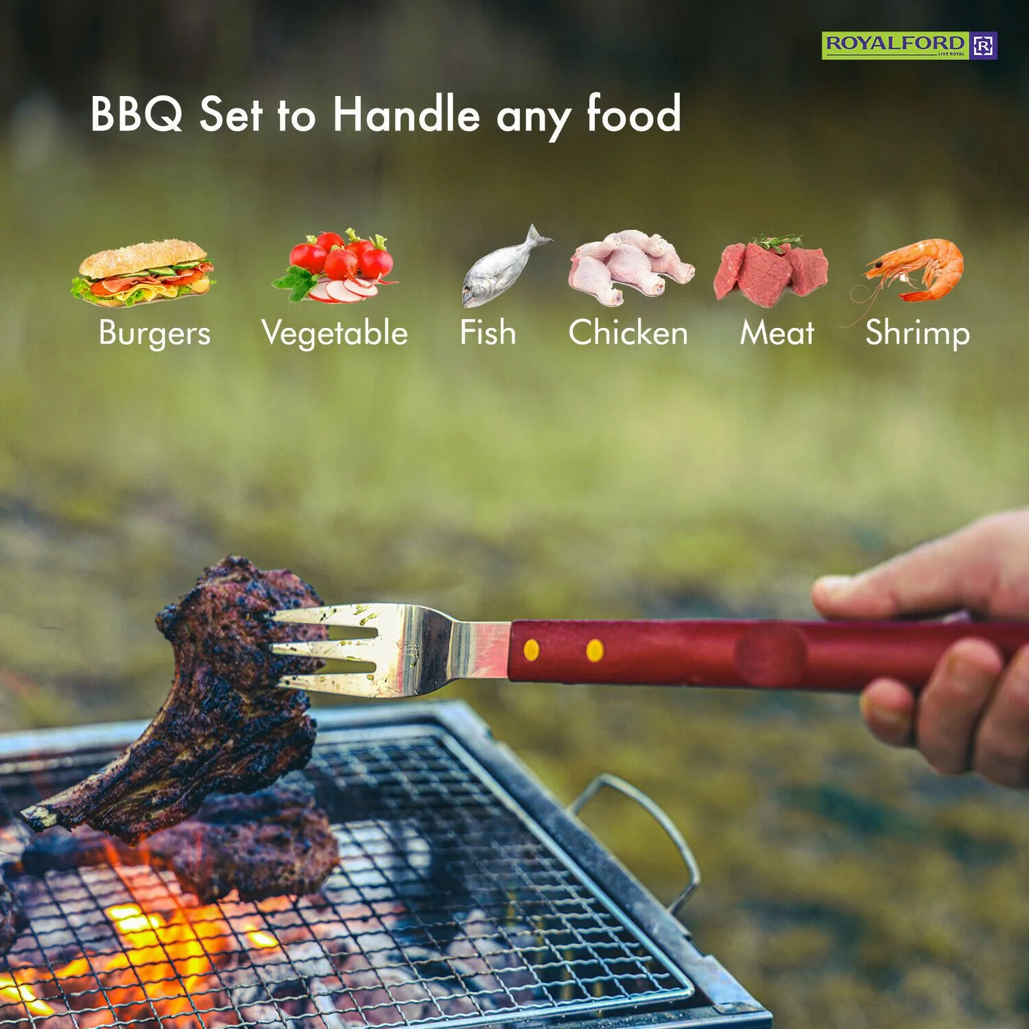 BBQ Stainless Steel Barbeque Utensils Grill Tool Set By Royalford - Image 5