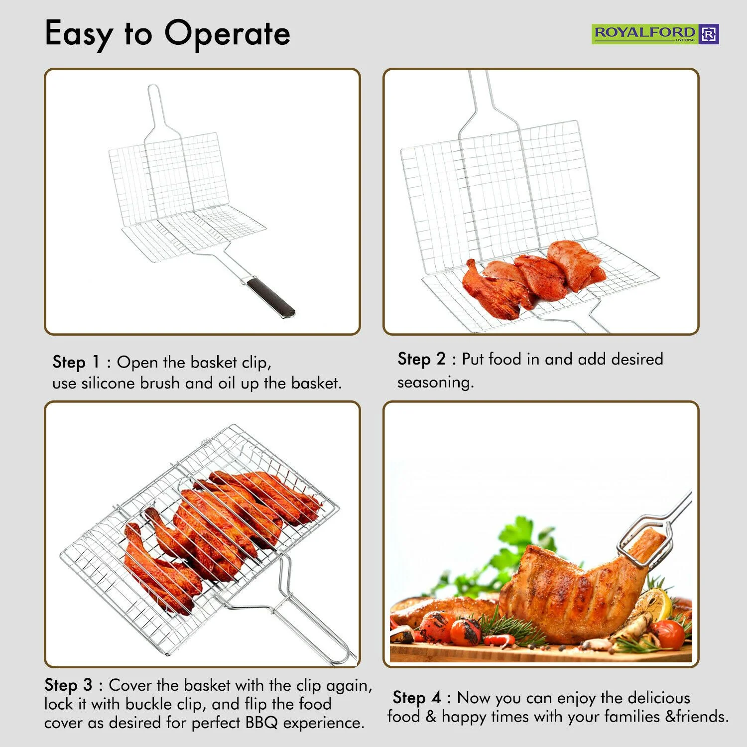 BBQ Meat & Fish Grilling Basket - Image 3