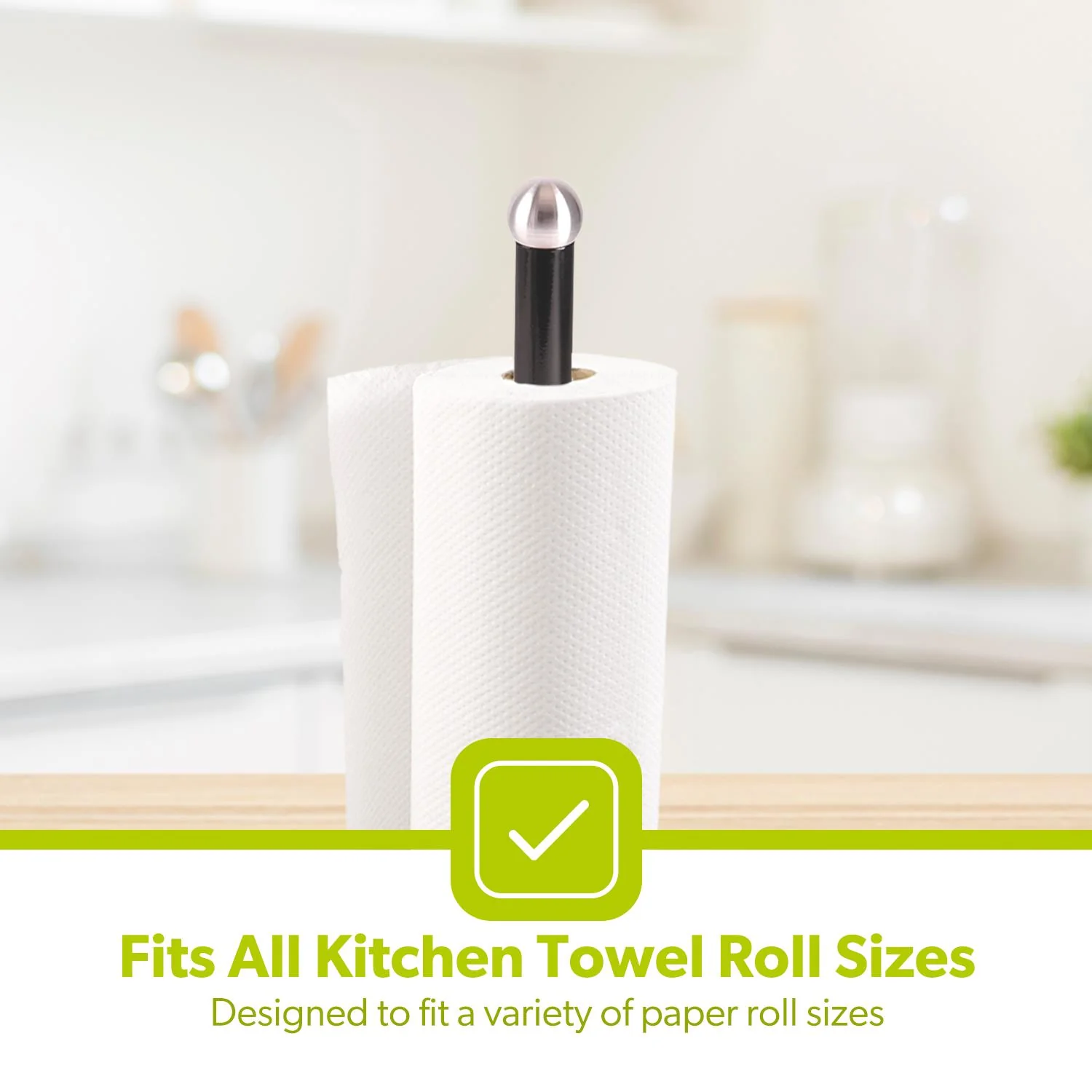 Black and Wooden Kitchen Paper Towel Holder - Image 3