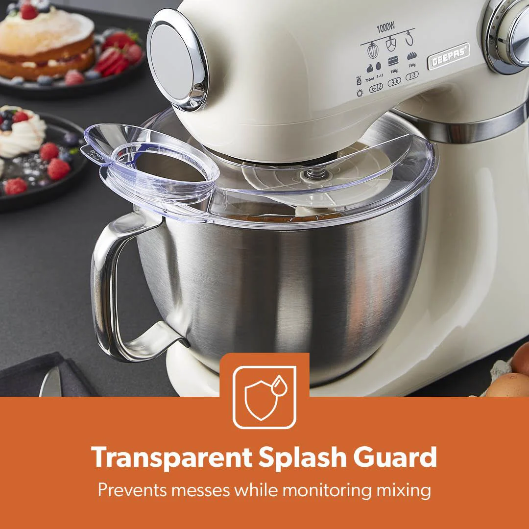 Black & Beige 5L Electric Stand Mixer With Beater 12-Speed - Image 4