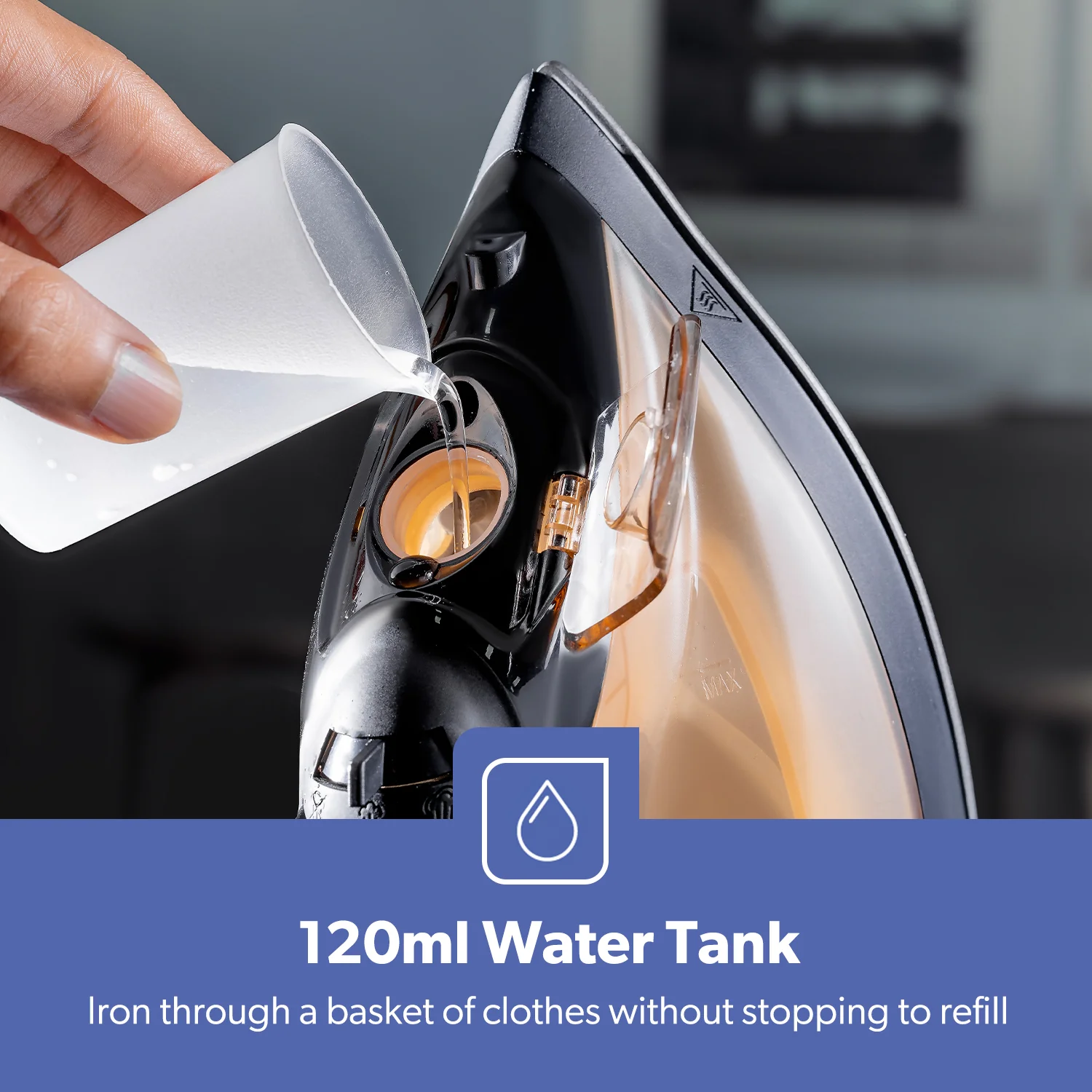 Black & Gold 1800W Non-Stick Steam Iron With Adjustable Temperature - Image 7