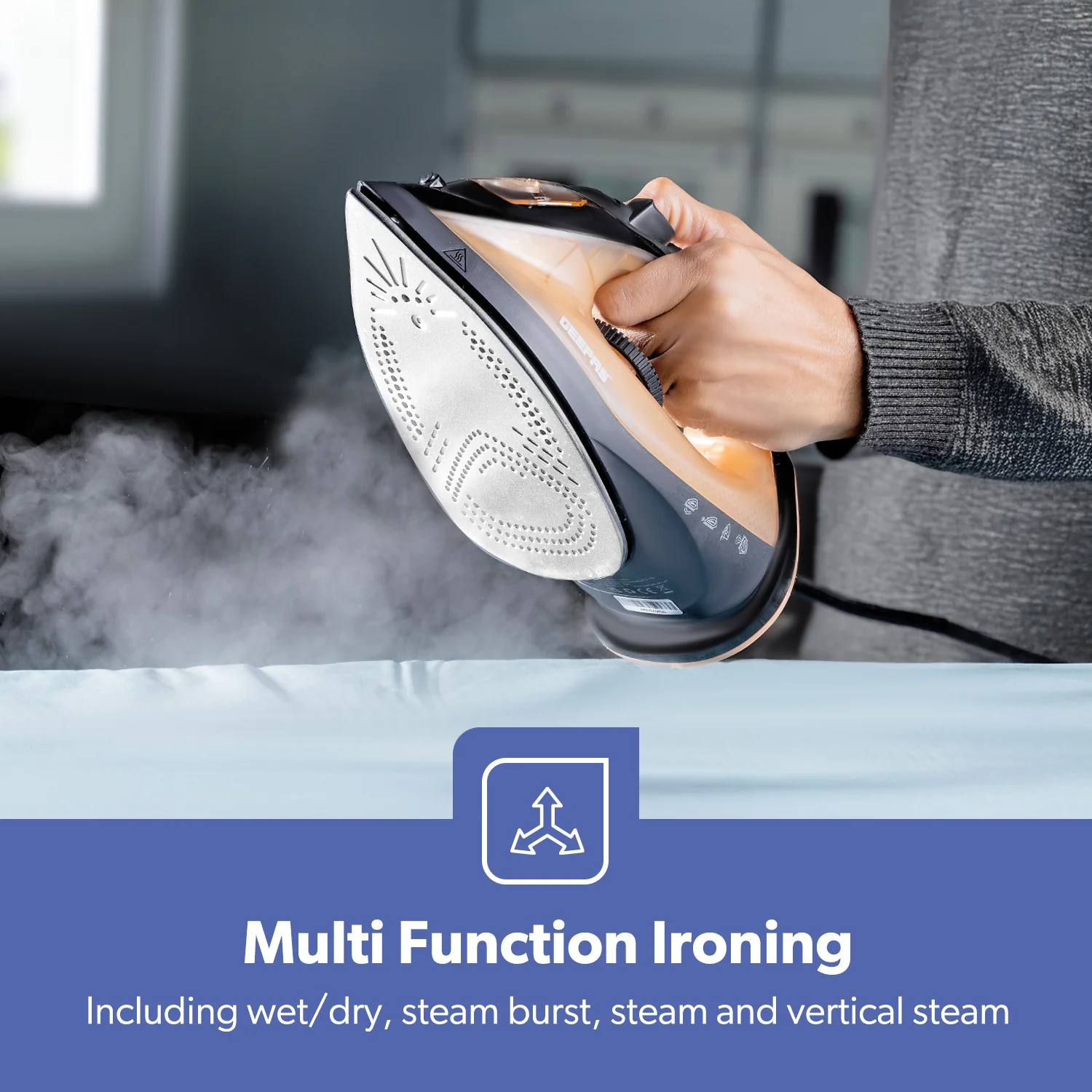 Black & Gold 1800W Non-Stick Steam Iron With Adjustable Temperature - Image 8