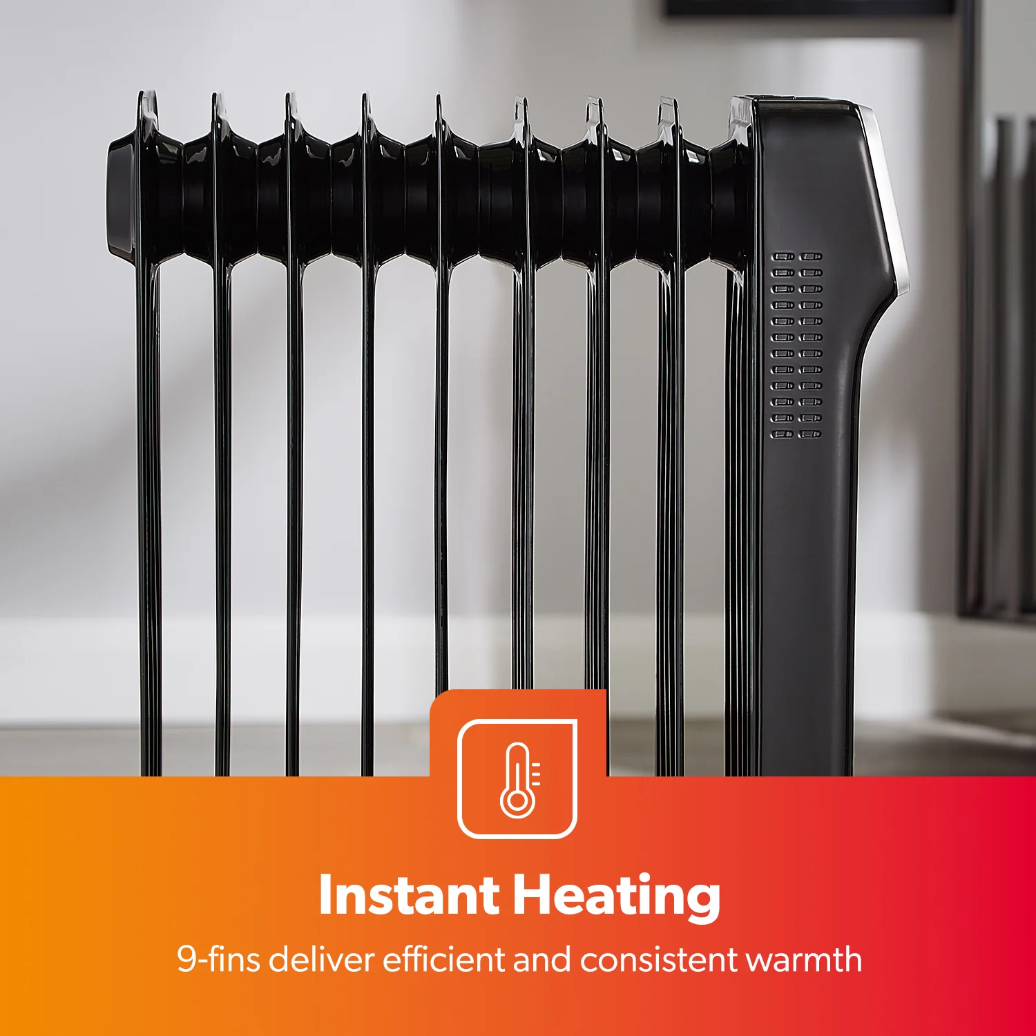 2000W Black 9-Fin Digital Electric Oil-Filled Radiator Heater - Image 7