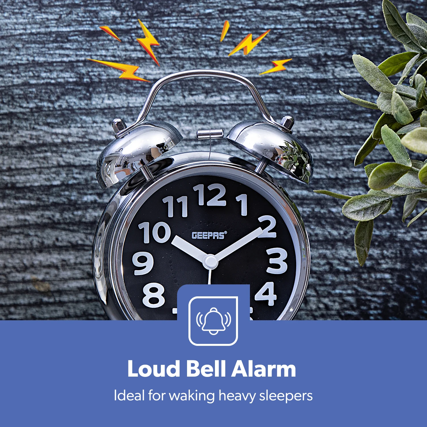 Black Retro Twin Bell Analog Alarm Clock, Classic Design With Night Light - Image 8