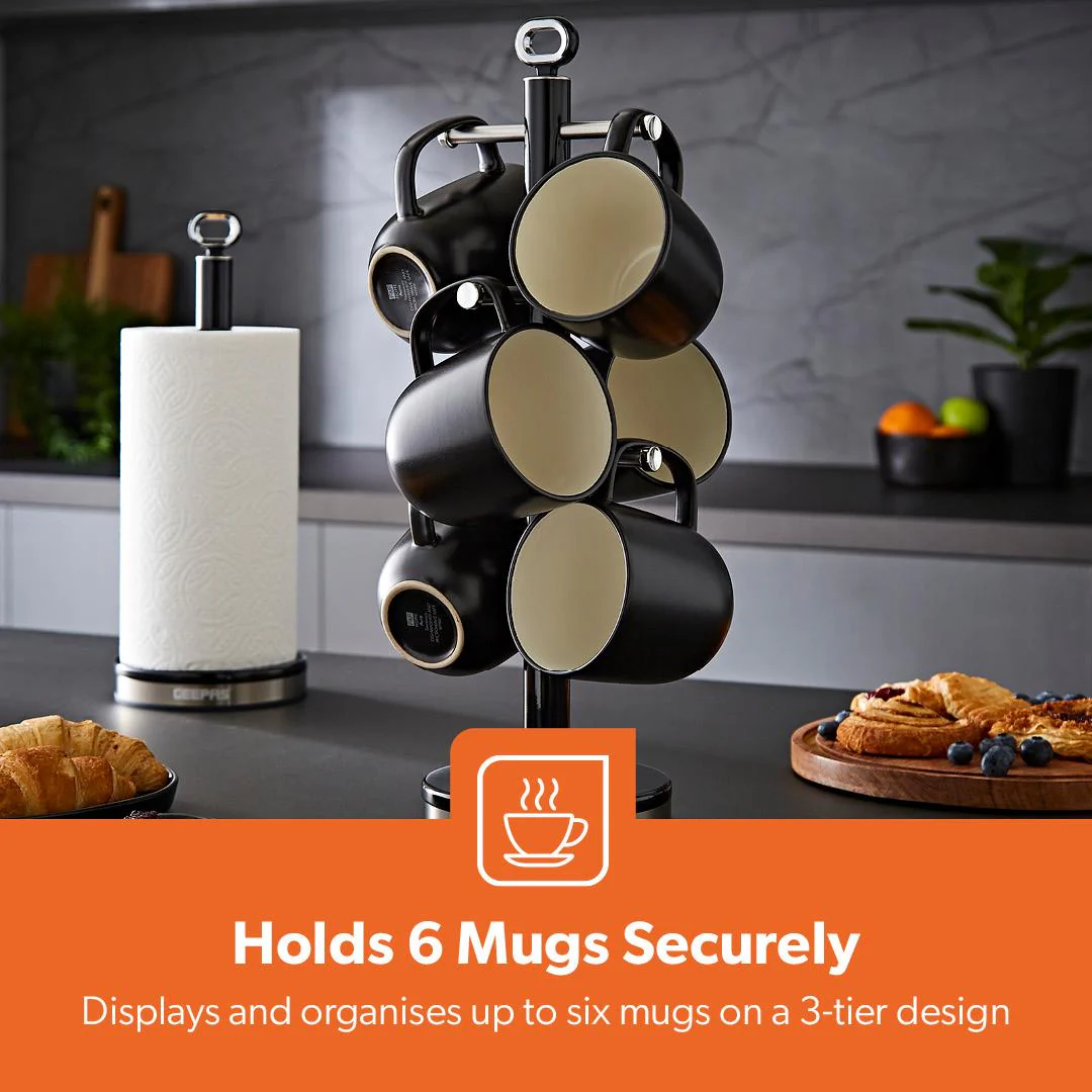 Black Retrovive Matching Mug Tree and Tower Pole Kitchen Set - Image 5
