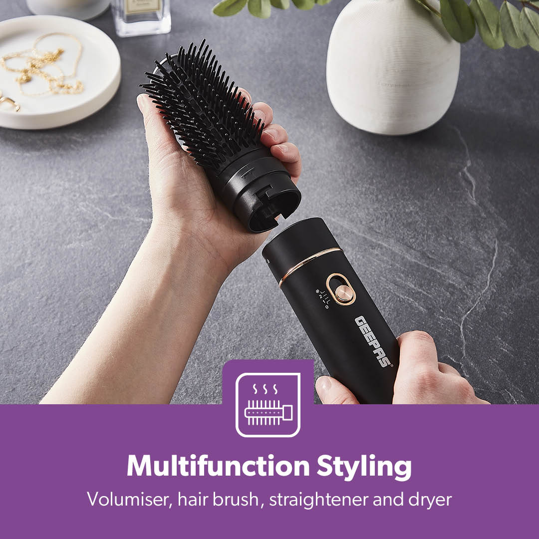 Black & Rose Gold Heated Hair Straightening Hair Brush and Styler - Image 3