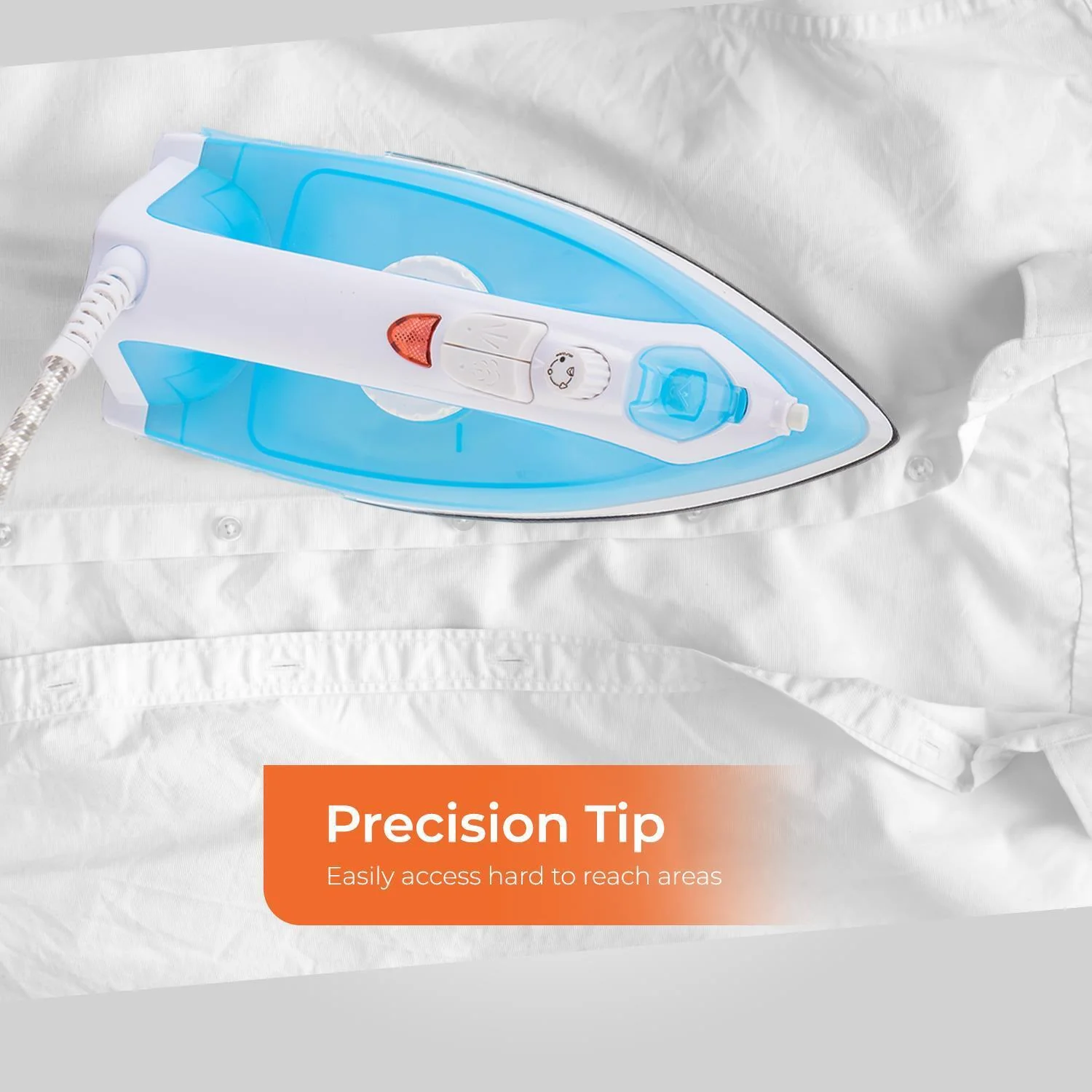 Blue 1600W Steam Iron with Non-Stick Soleplate and Adjustable Temperature - Image 5