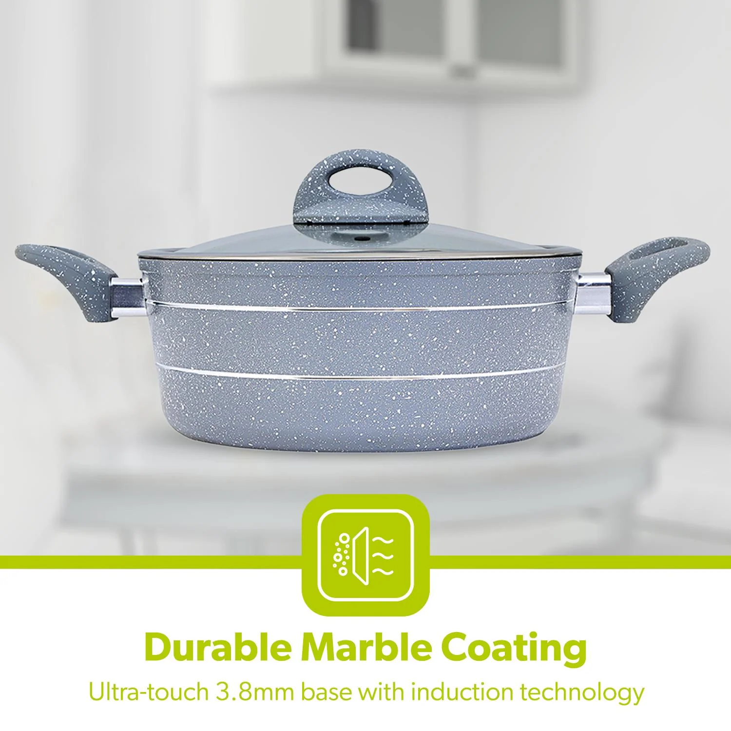 Casserole Dish Forged Aluminium 24cm With Lid Non Stick Grey - Image 7