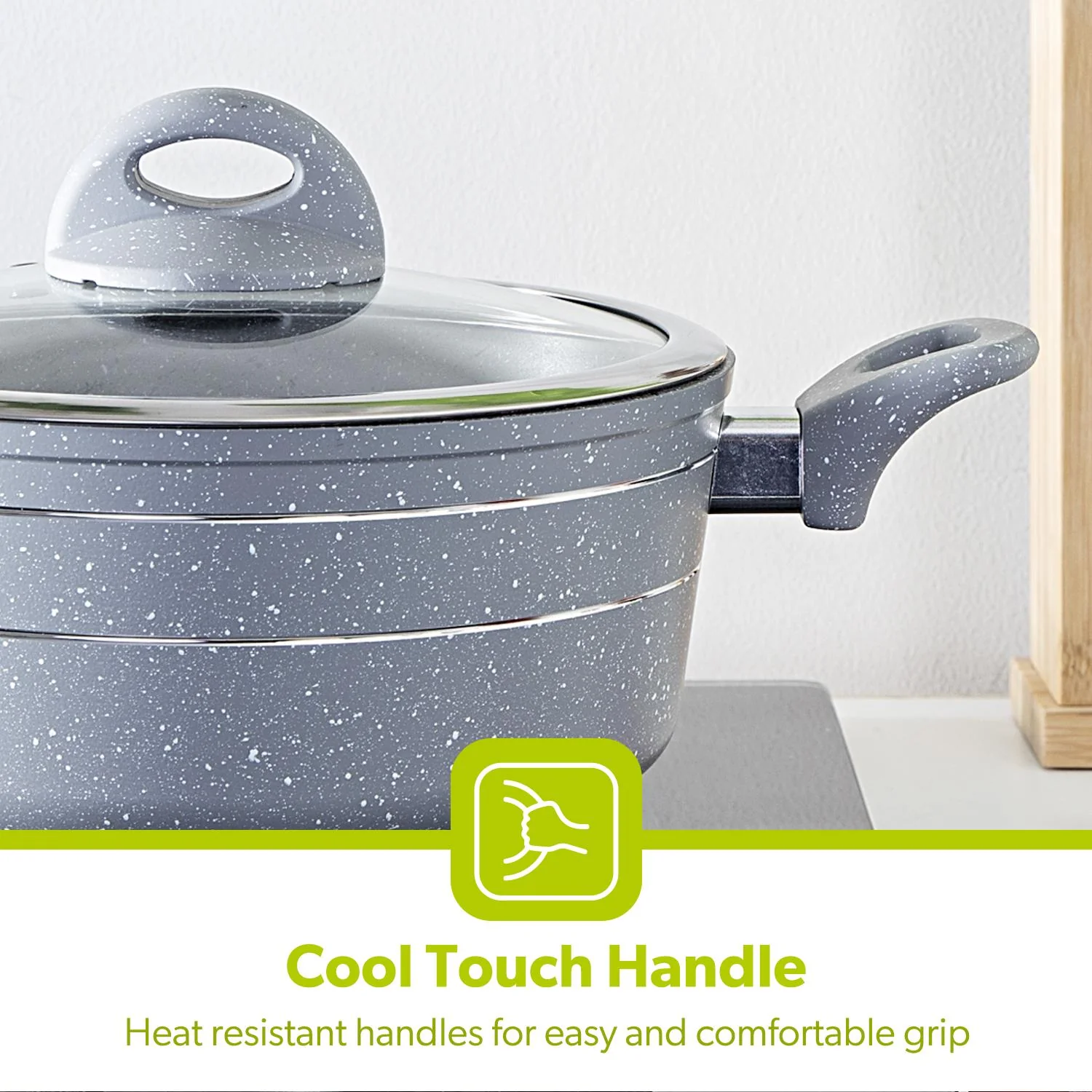 Casserole Dish Forged Aluminium 28cm With Lid Grey - Image 6