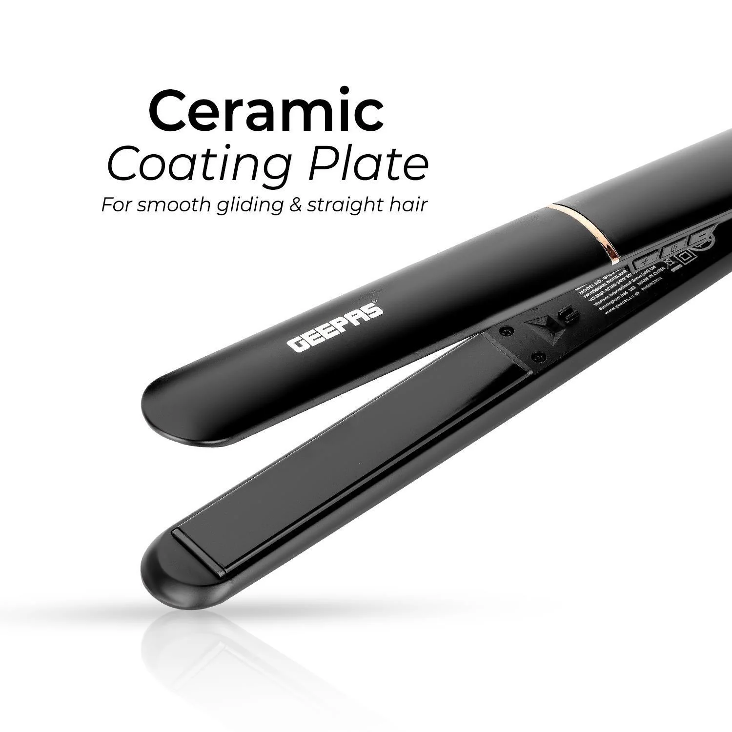 Ceramic Coated Black & Rose Gold Hair Straighteners - Image 5