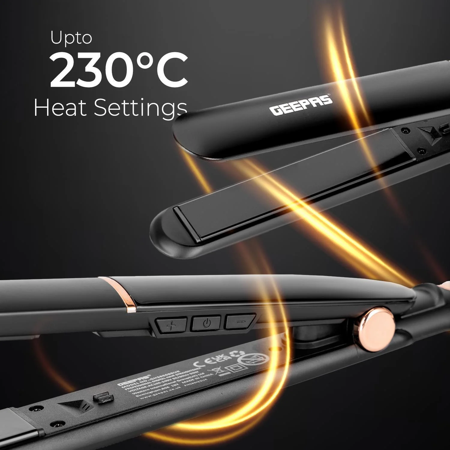 Ceramic Coated Black & Rose Gold Hair Straighteners - Image 6