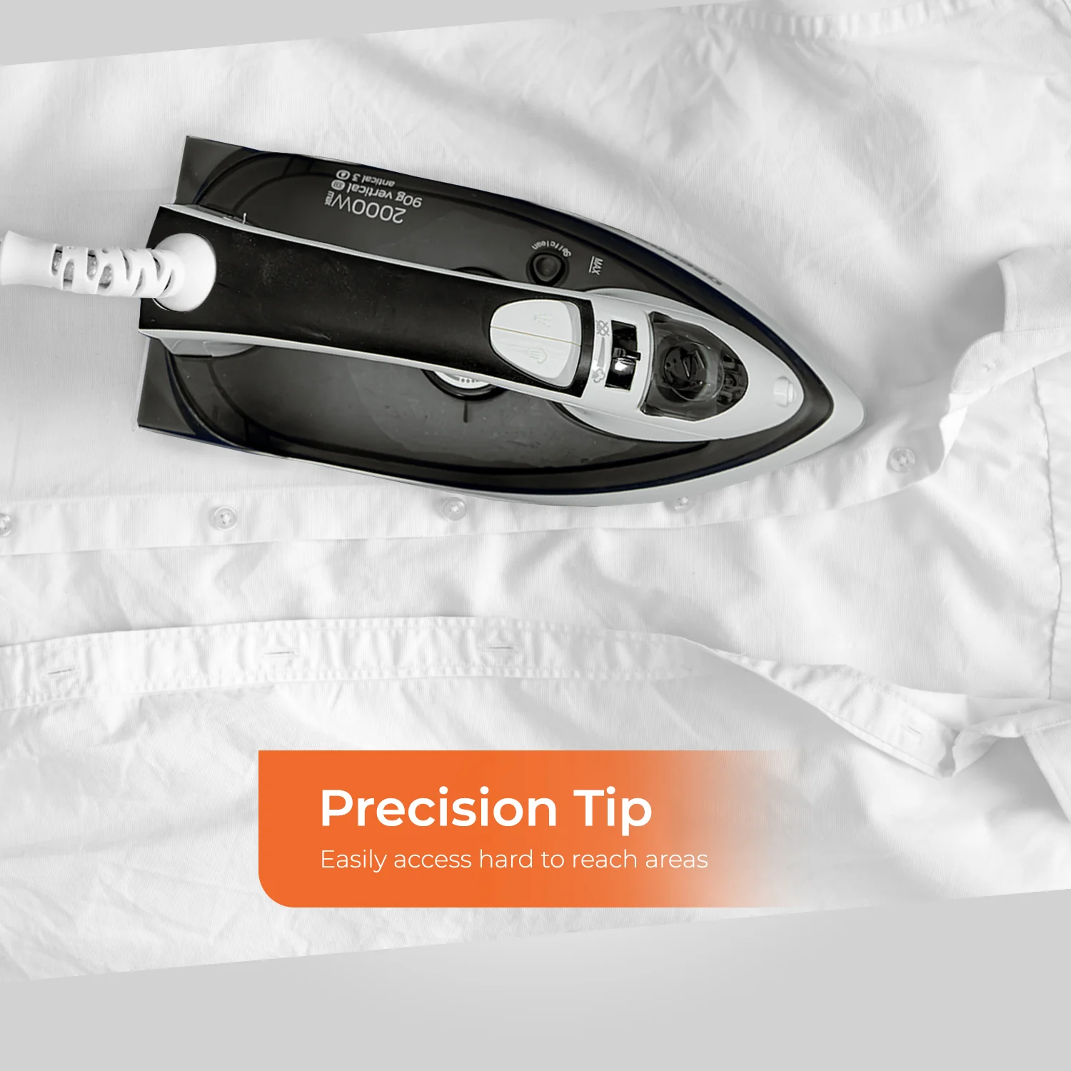 Ceramic Steam Iron 2000W, Temperature Control for Wet/Dry Ironing - Image 5