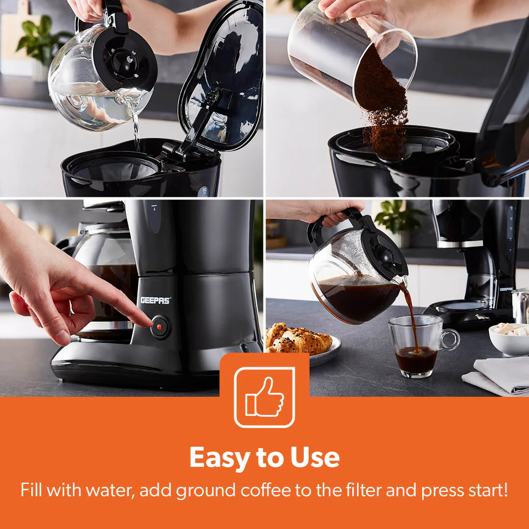 1.5L Black Automatic Filter Coffee Machine With Glass Carafe - Image 3