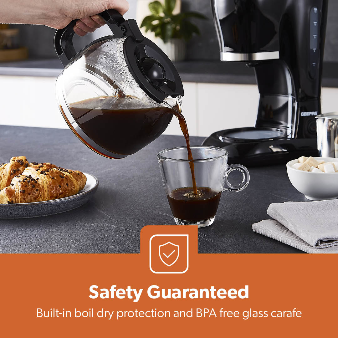 1.5L Black Automatic Filter Coffee Machine With Glass Carafe - Image 4