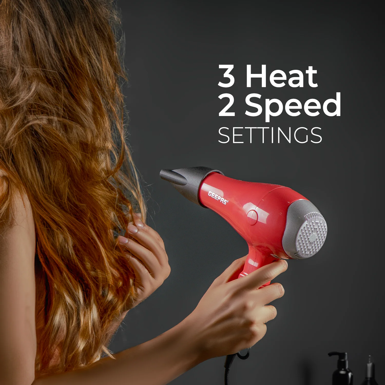 Compact 2-Speed Red Hair Dryer With Cool Shot - Image 3