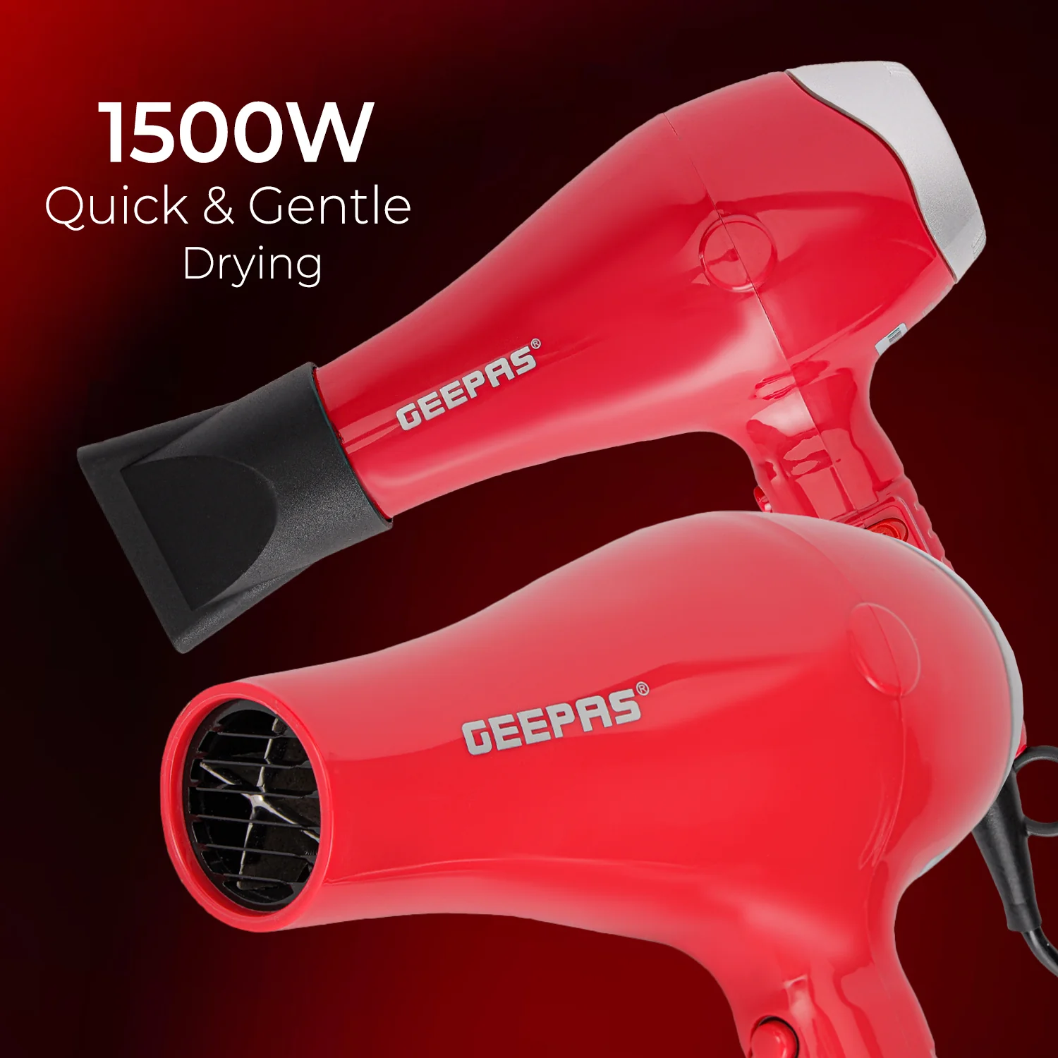 Compact 2-Speed Red Hair Dryer With Cool Shot - Image 4