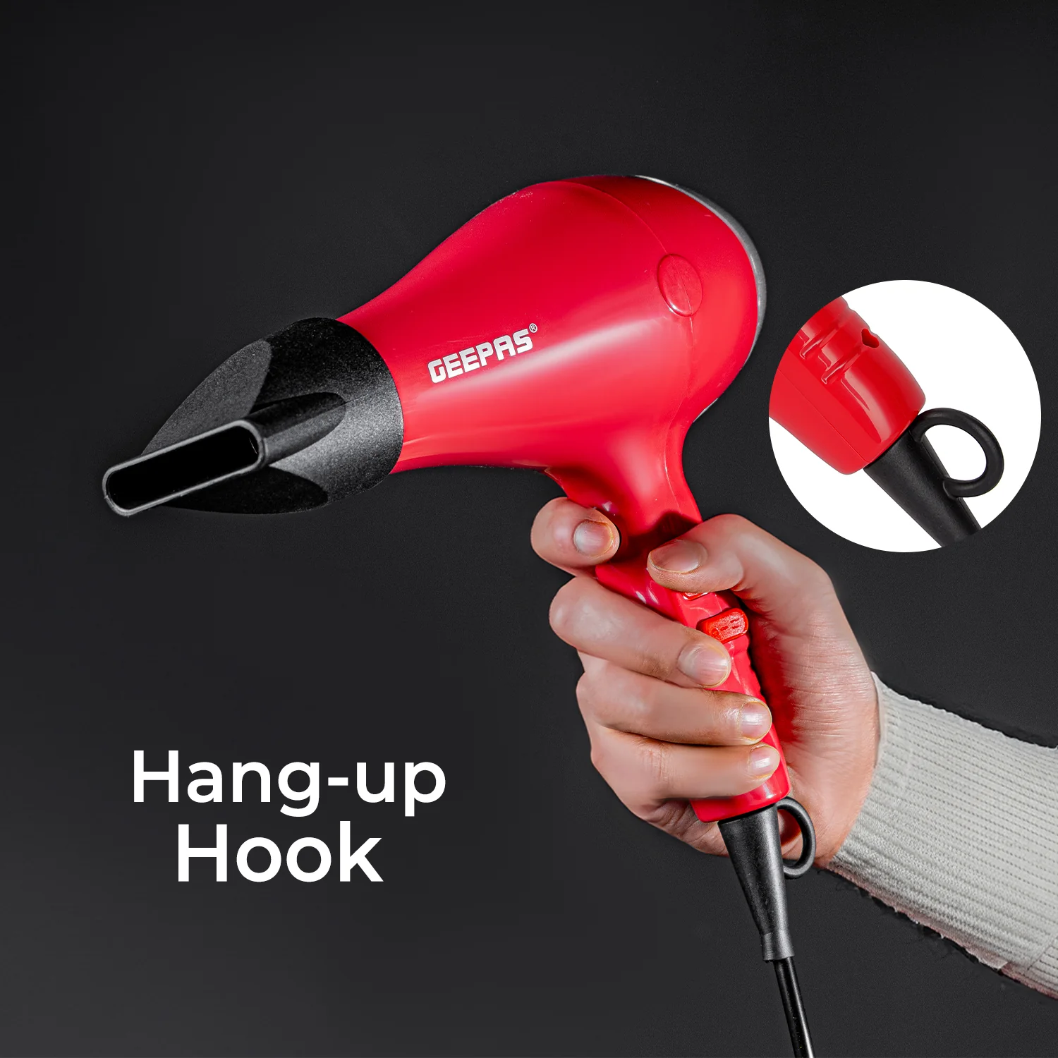 Compact 2-Speed Red Hair Dryer With Cool Shot - Image 5