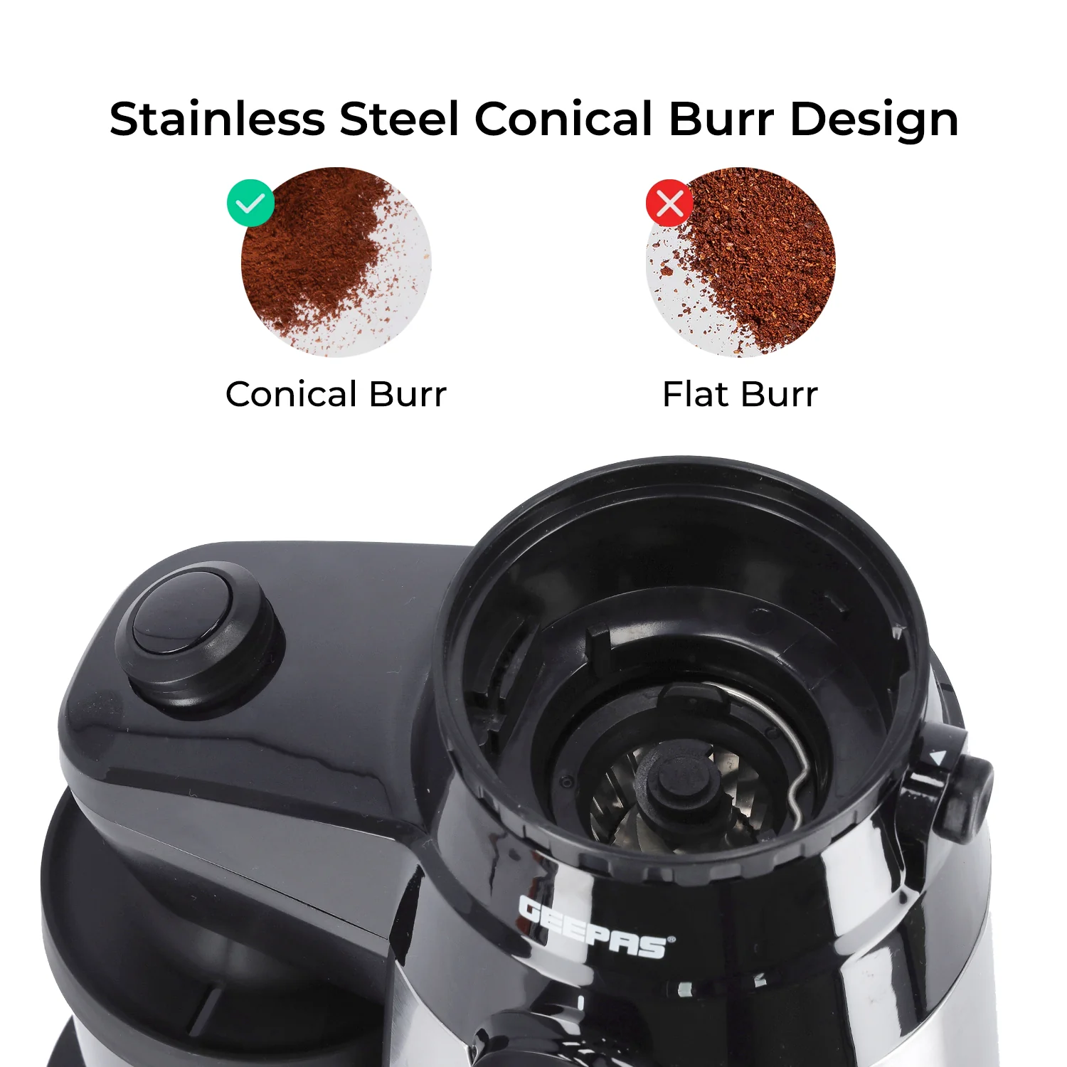 15 Fine Grind Setting Conical Burr Coffee Bean Grinder - Image 4