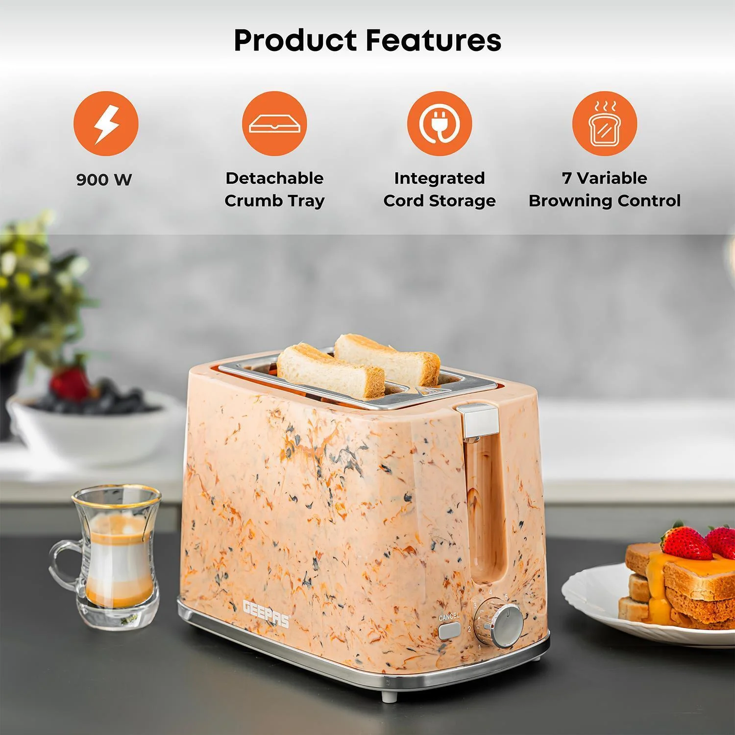Cordless Electric Kettle and 2-Slice Bread Toaster Combo Set - Image 2