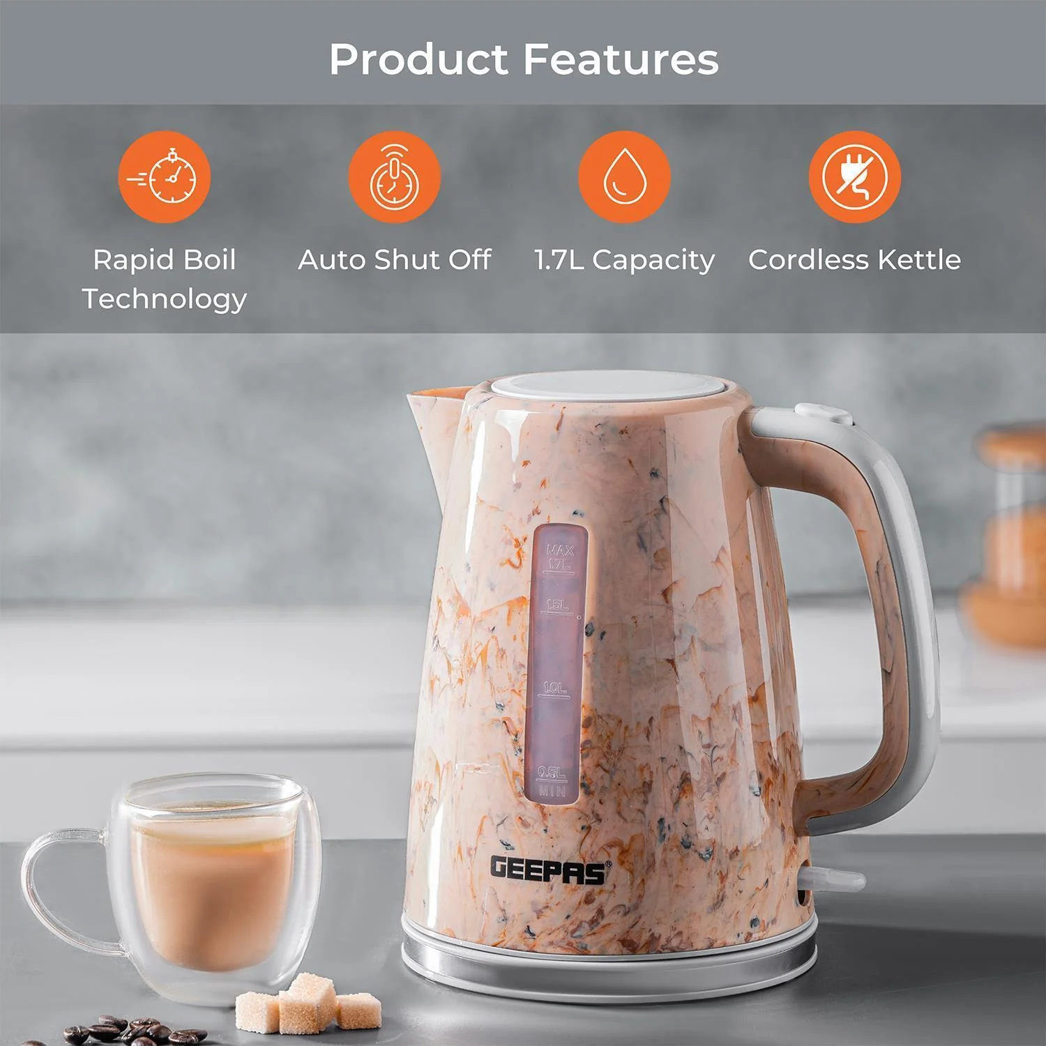 Cordless Electric Kettle and 2-Slice Bread Toaster Combo Set - Image 3
