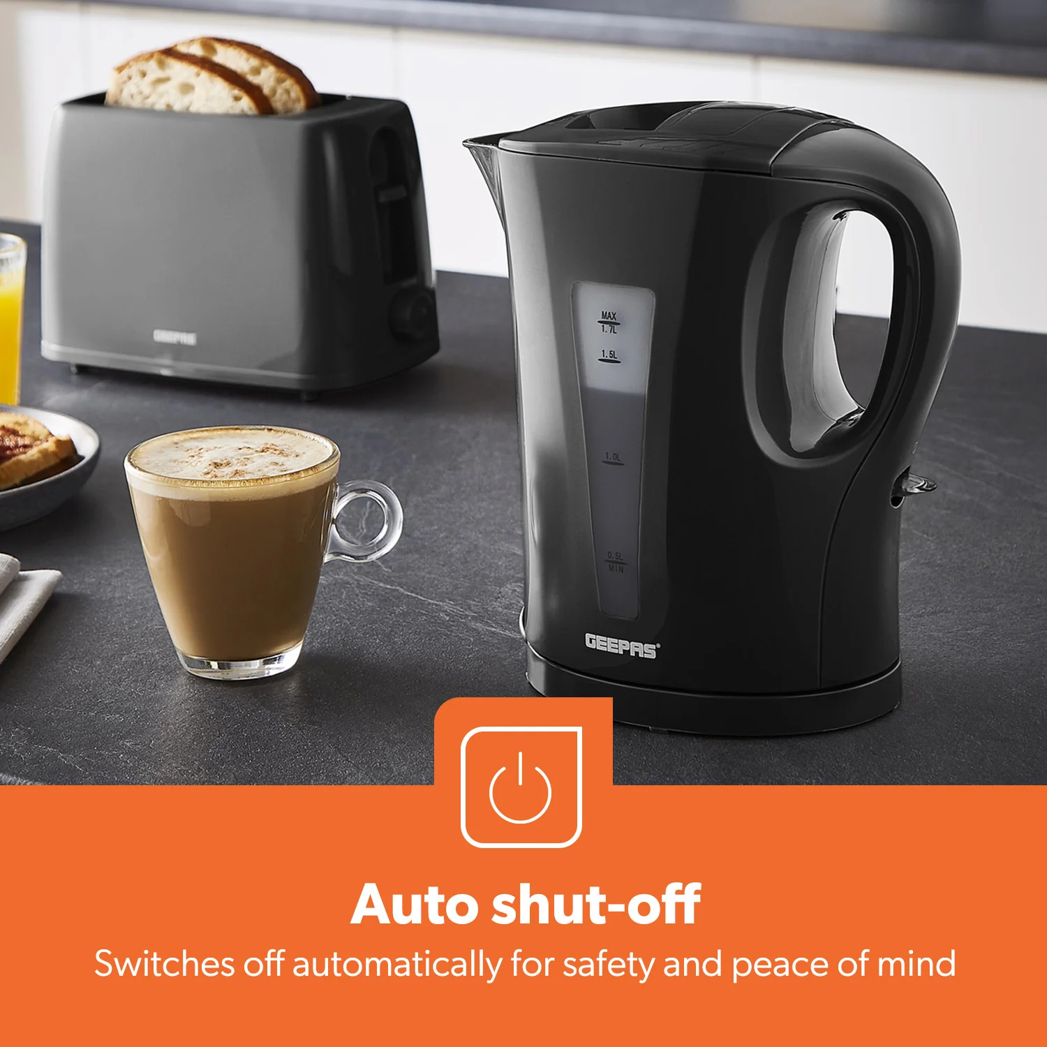 1.7L Fast-Boil Cordless Black Electric Kettle - Image 4