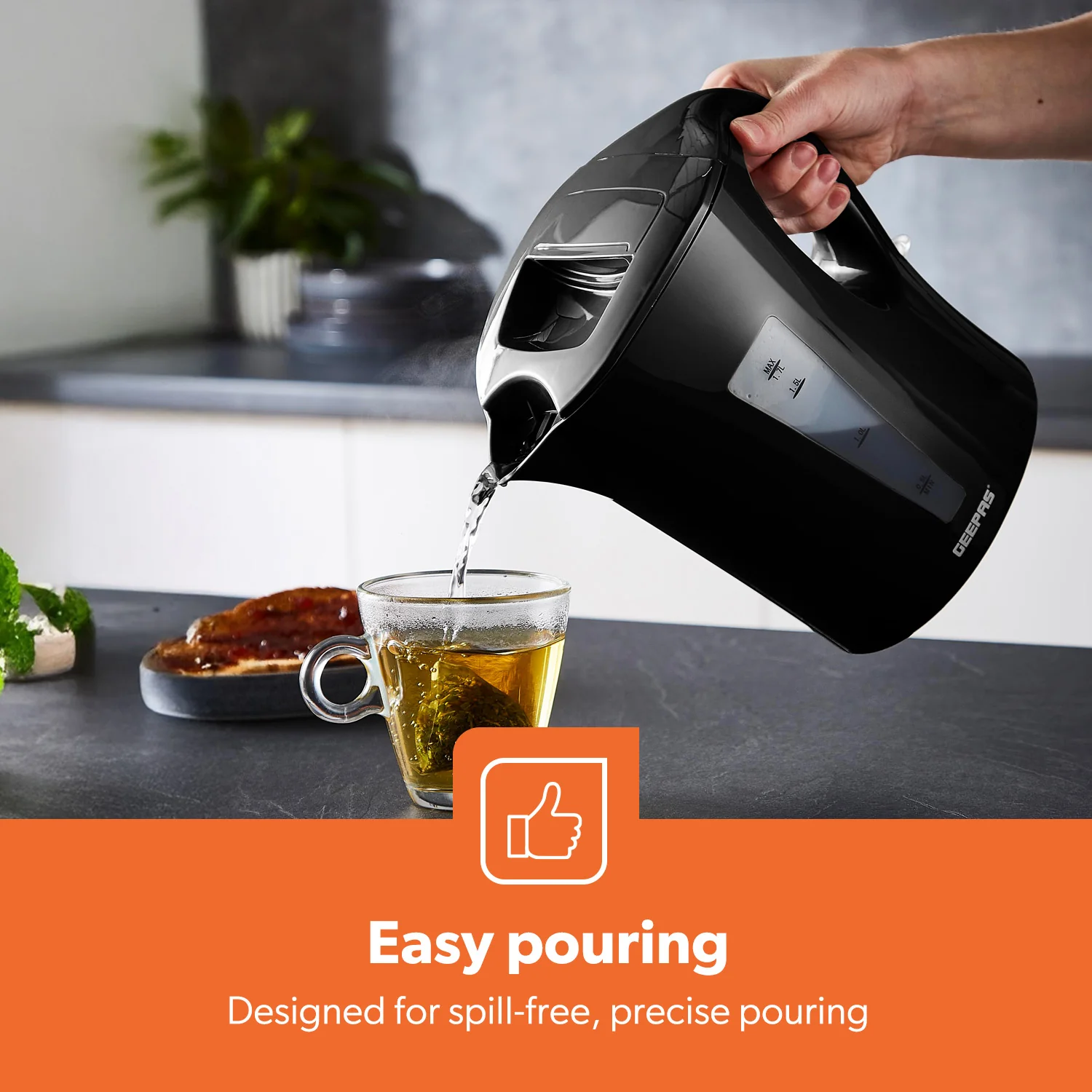 1.7L Fast-Boil Cordless Black Electric Kettle - Image 5