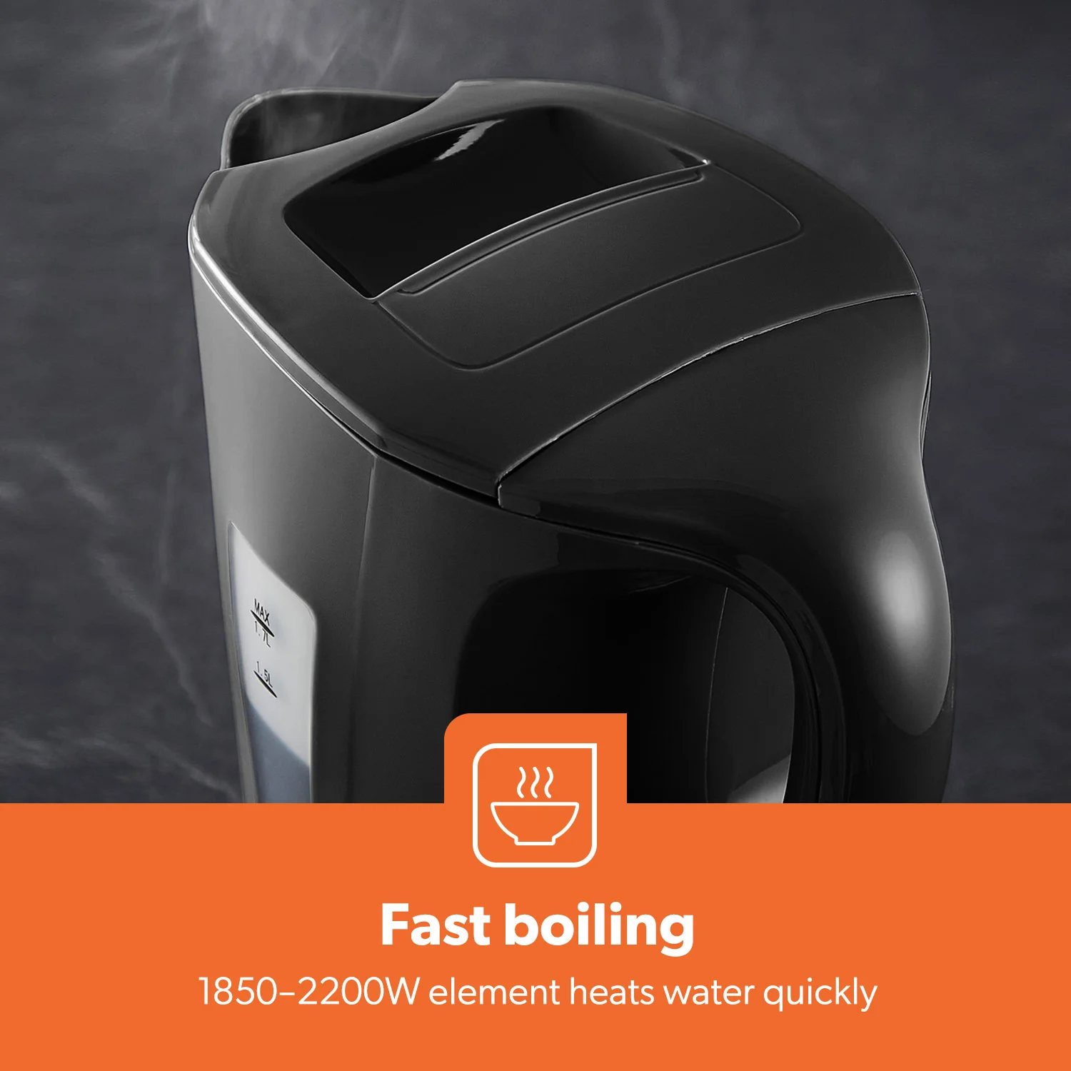 1.7L Fast-Boil Cordless Black Electric Kettle - Image 7