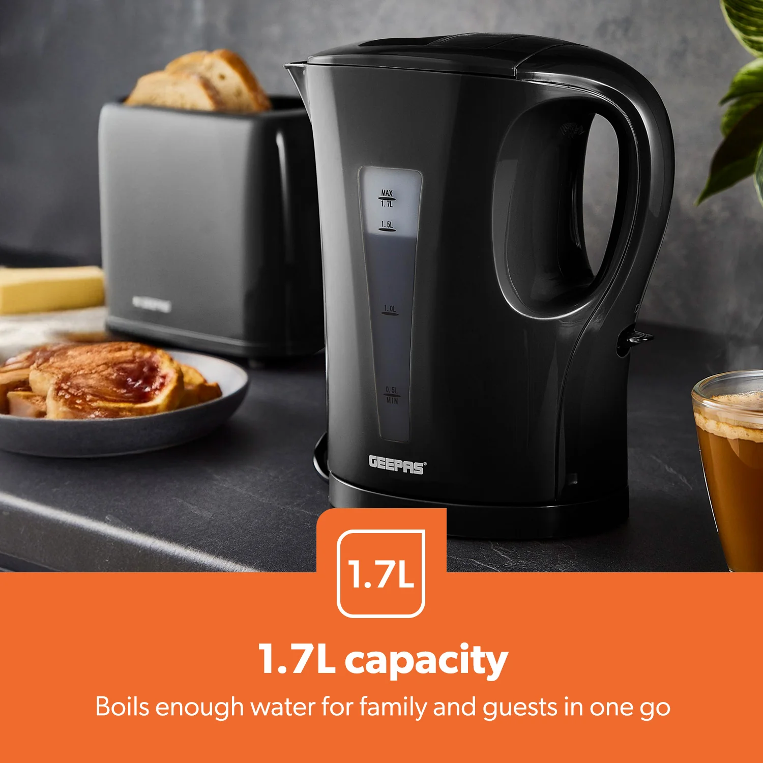 1.7L Fast-Boil Cordless Black Electric Kettle - Image 8