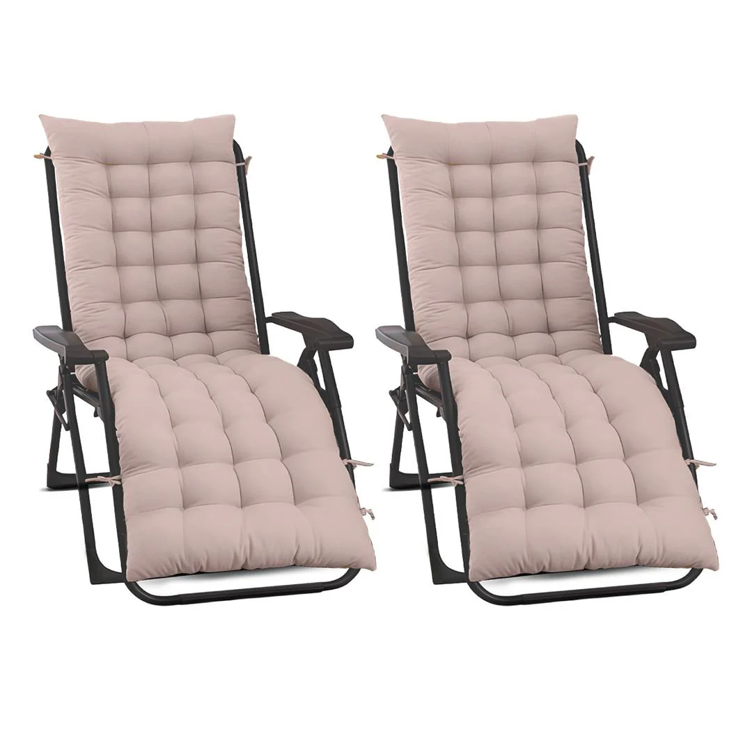 Cream Pack Of 2 Sun Lounger Cushions For Recliner Chair