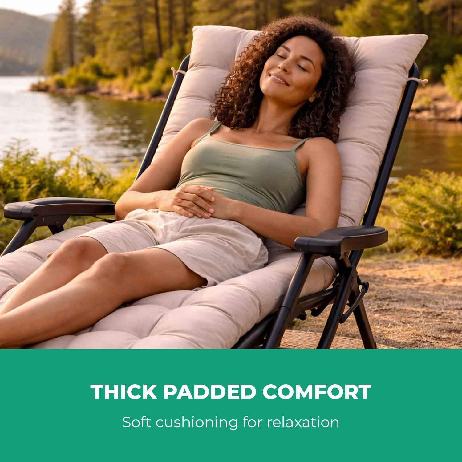 Cream Pack Of 2 Sun Lounger Cushions For Recliner Chair - Image 4