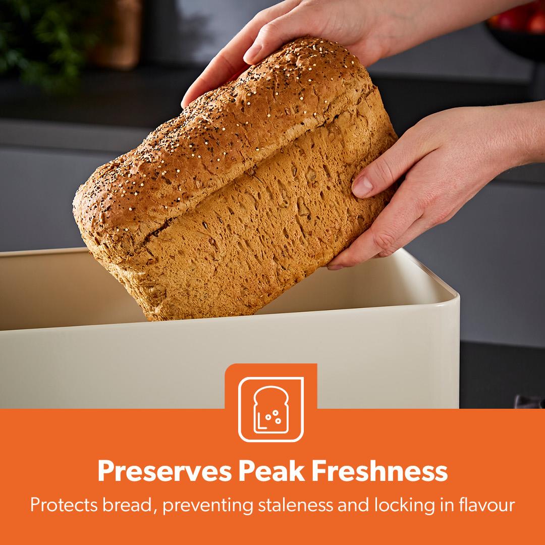 Cream Retrovive 13L Carbon Steel Bread Bin - Image 5