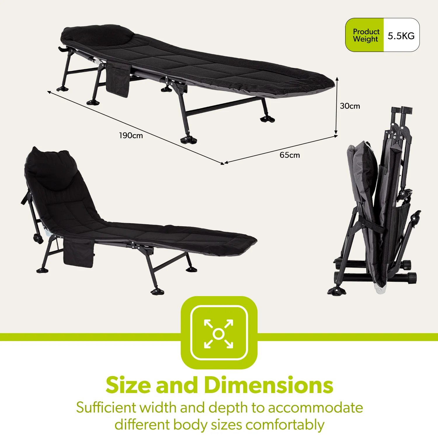 Deluxe Padded Foldable Outdoor and Camping Bed - Image 4