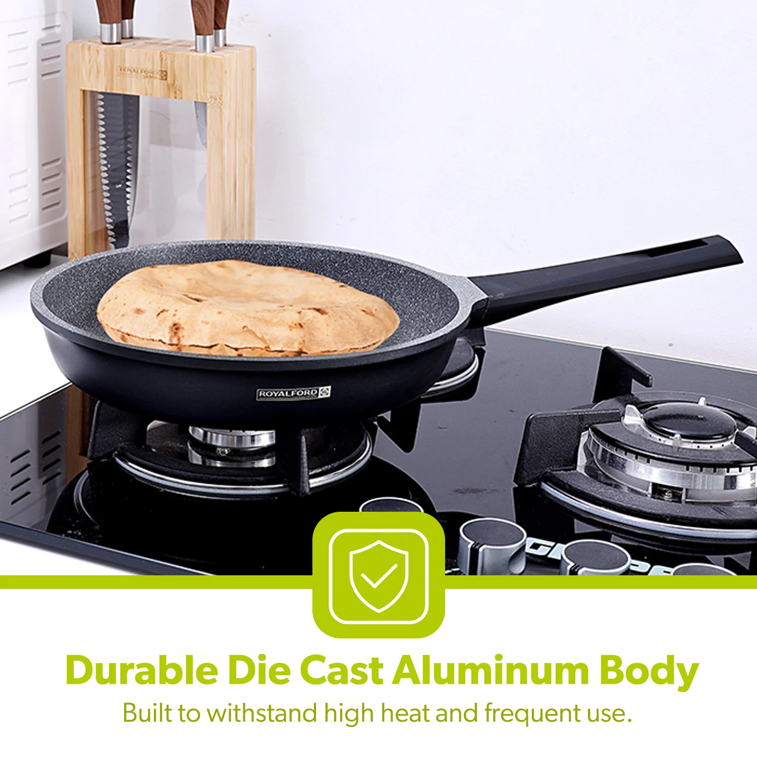 24cm Grey Die-Cast Aluminium Skillet with Durable Coating - Image 4