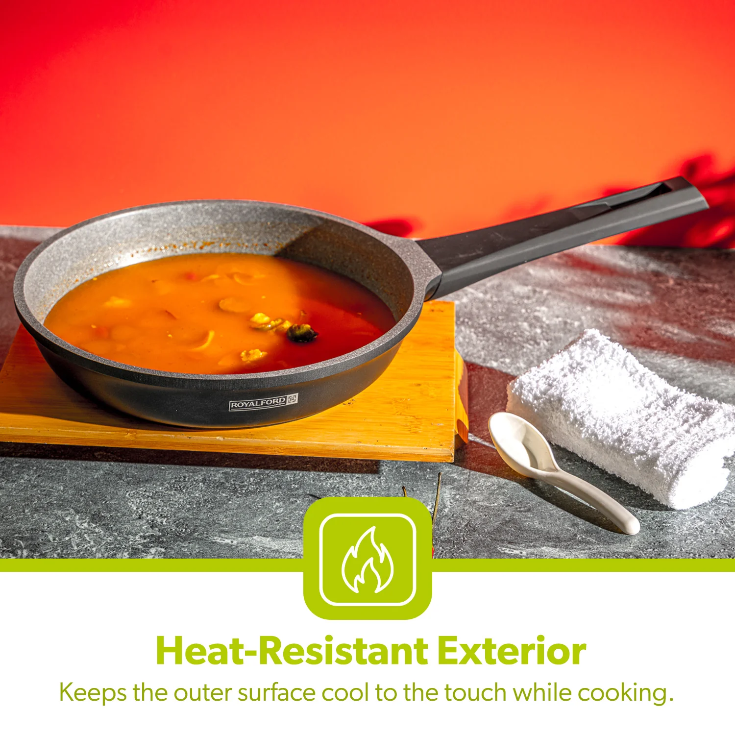 24cm Grey Die-Cast Aluminium Skillet with Durable Coating - Image 6