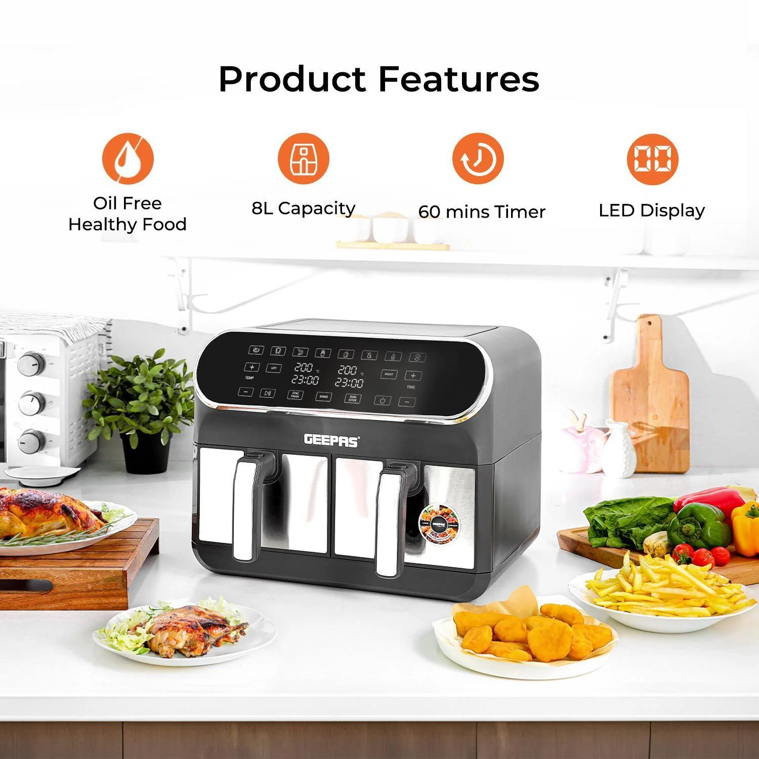 Dual Basket Air Fryer, 4-Slice Toaster & Electric Kettle Bundle - Image 4