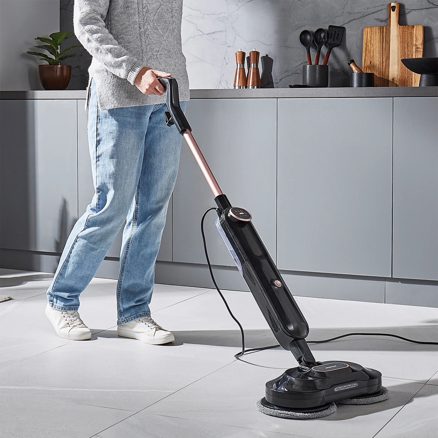 Upright Steam Cleaner Steam Mop & Polisher With 2 Scrub Pads - Image 2