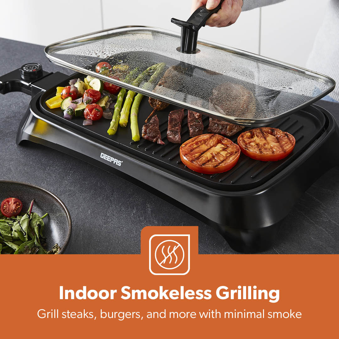 Indoor Smokeless Electric Barbeque Grill With Hot Plate - Image 3