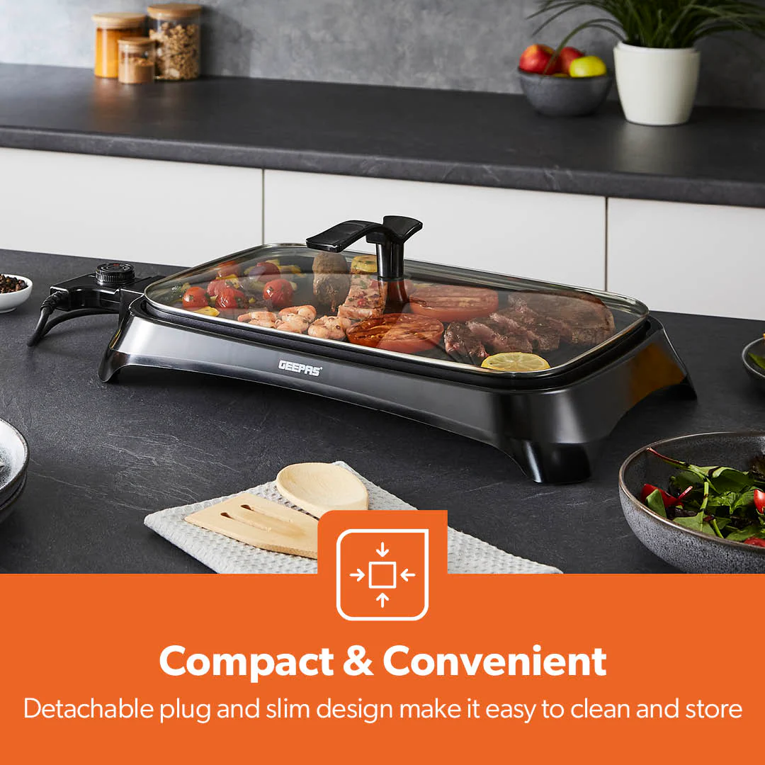 Indoor Smokeless Electric Barbeque Grill With Hot Plate - Image 4