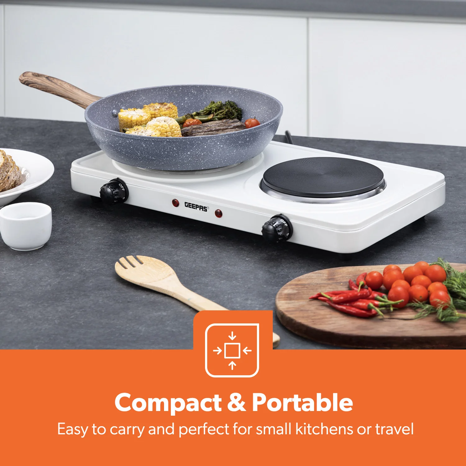 2000W Universal Electric Countertop Double Hot Plate - Image 3