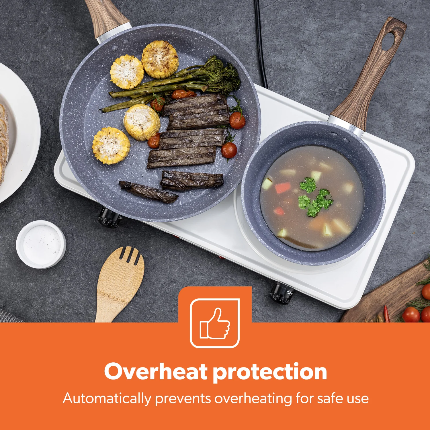 2000W Universal Electric Countertop Double Hot Plate - Image 4