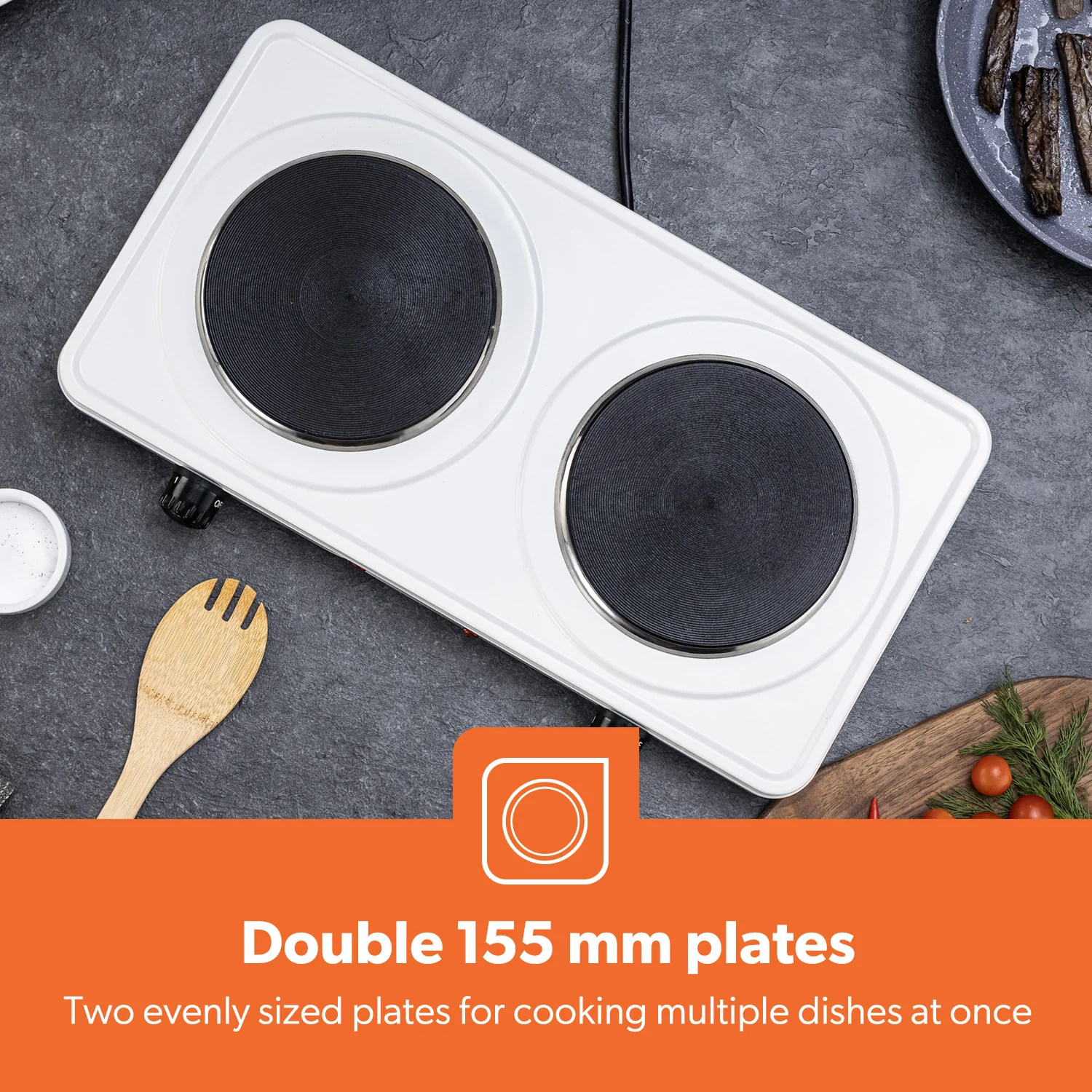 2000W Universal Electric Countertop Double Hot Plate - Image 5