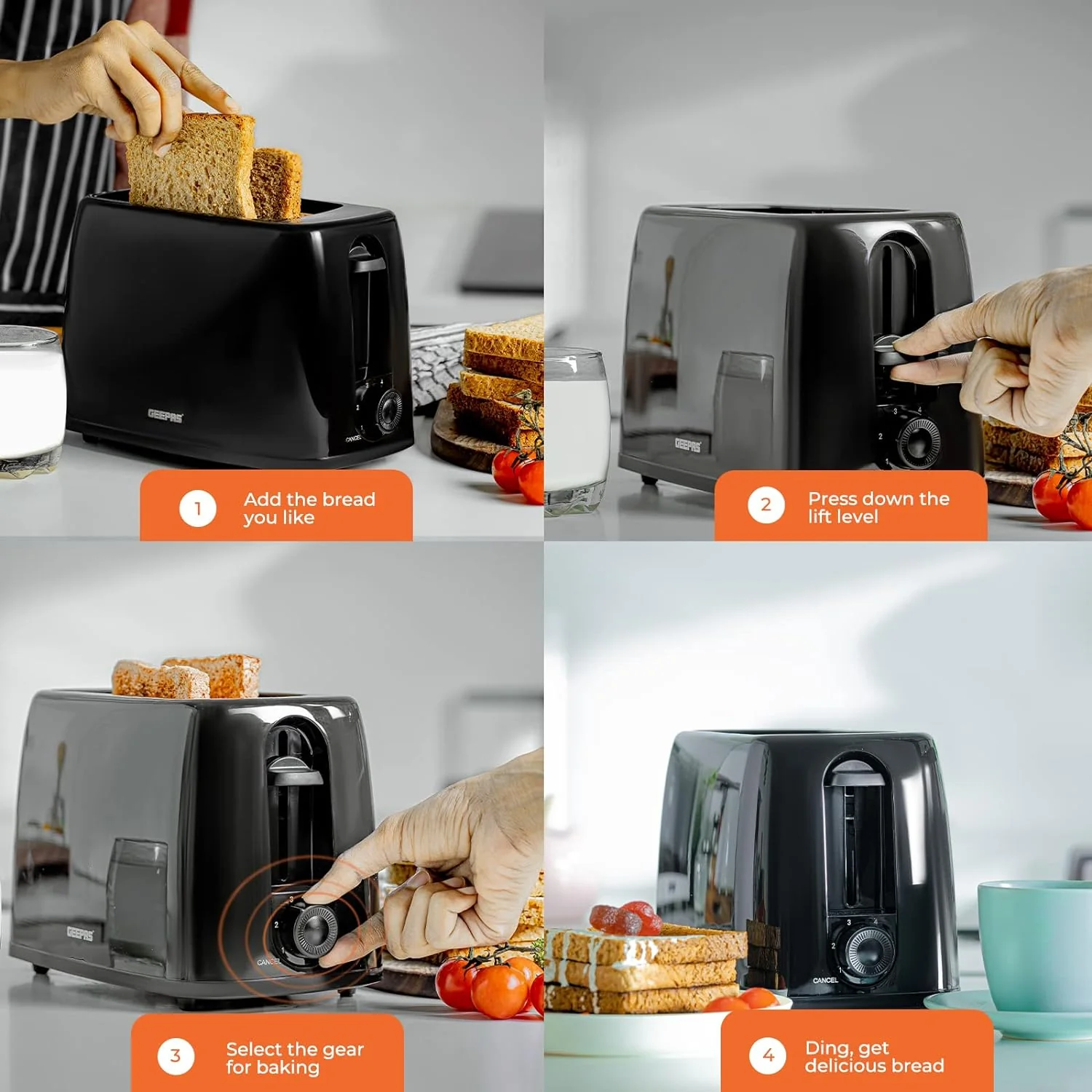 1.8L Stainless Steel Kettle & 2-Slice Bread Toaster Set - Image 4