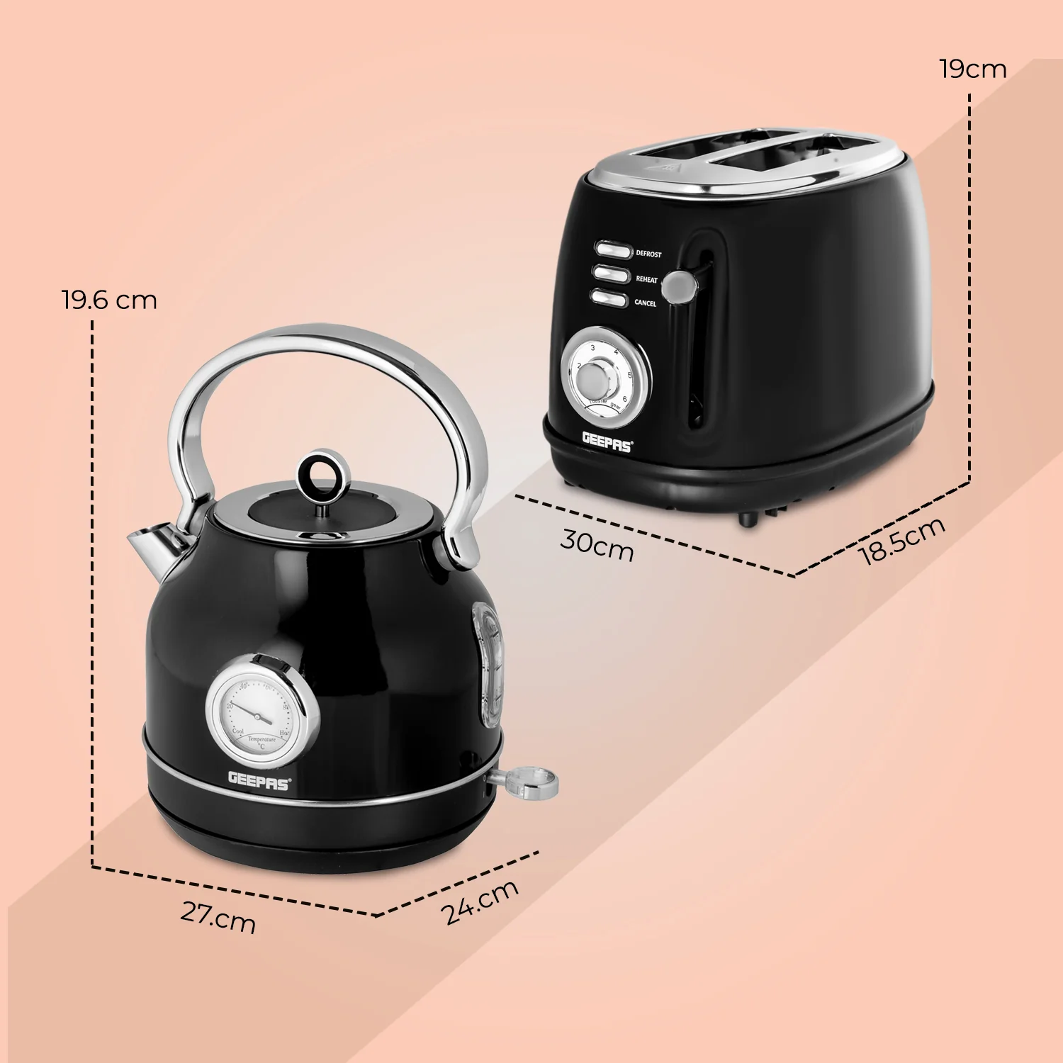 Vintage Electric 1.7L Jug Kettle & 2 Slice Toaster Set - Image 6