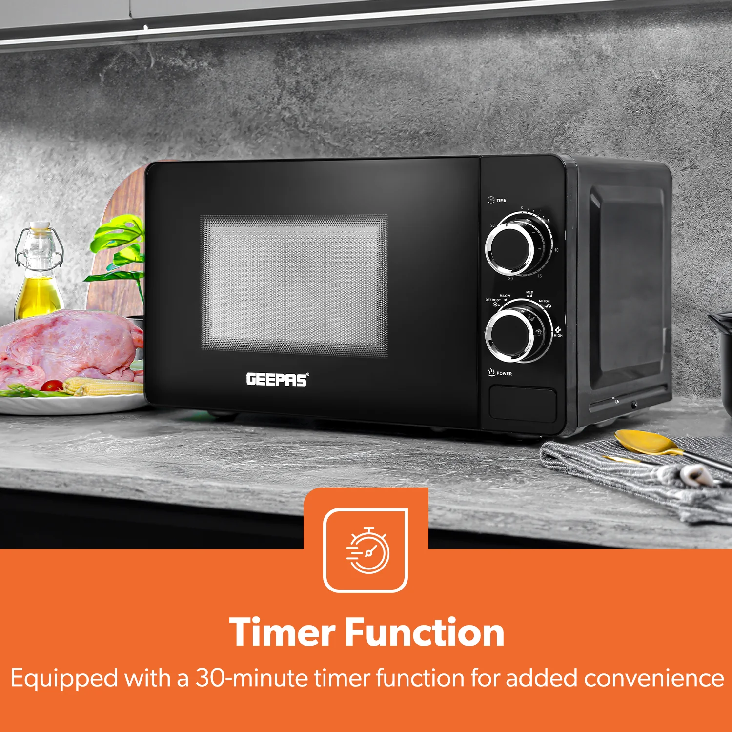 Electric Kettle, 4 Slice Toaster & Microwave Kitchen Set In Black - Image 7