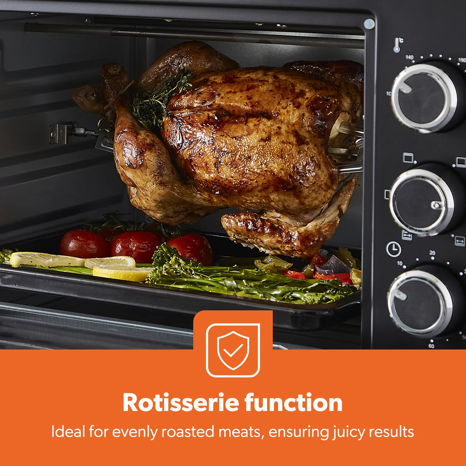 19L Compact Electric Oven With Rotisserie, Bake, Roast & Grill 1280W - Image 3