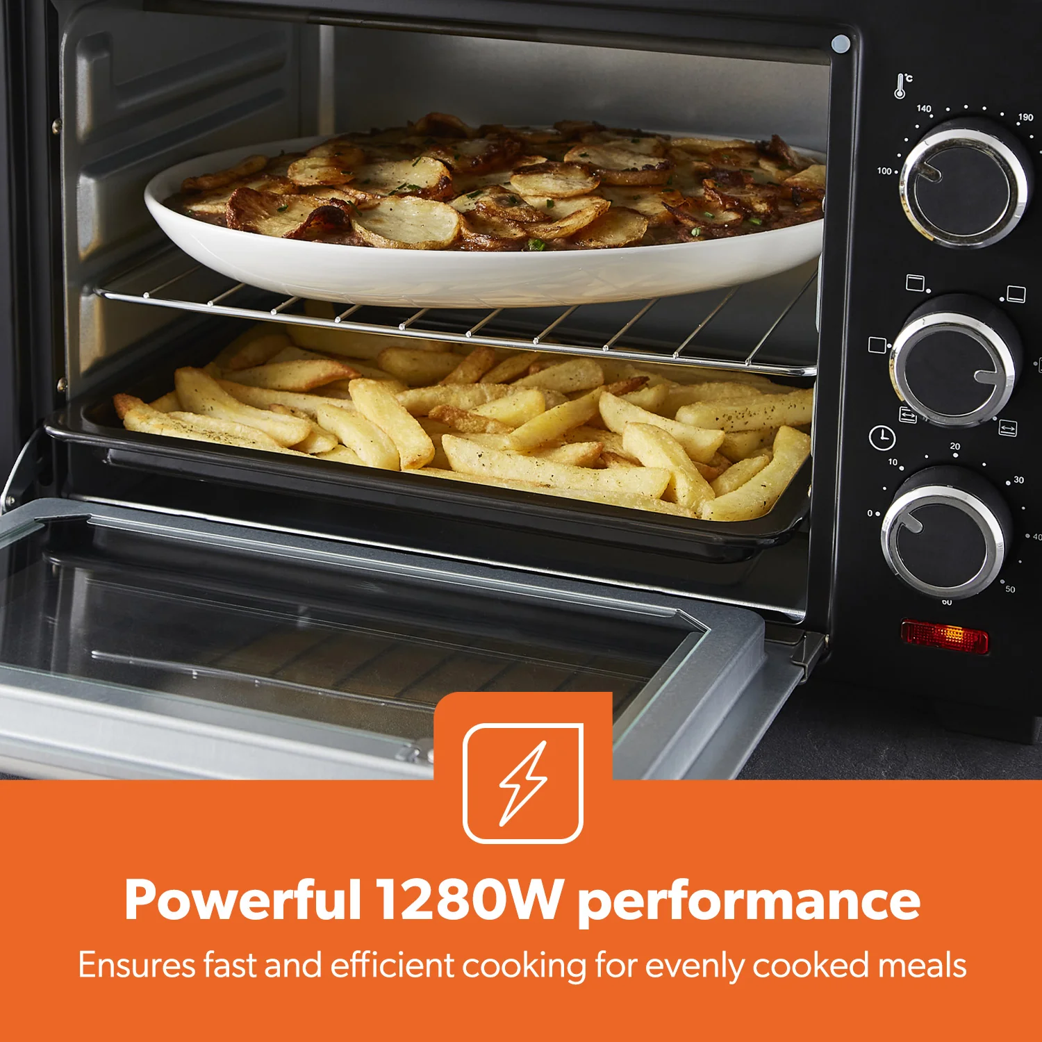 19L Compact Electric Oven With Rotisserie, Bake, Roast & Grill 1280W - Image 4