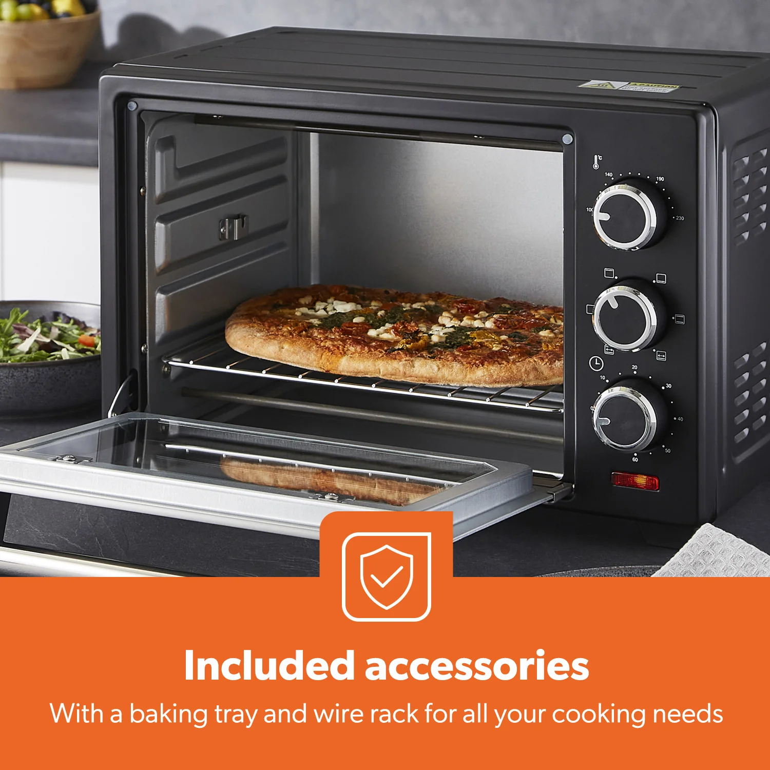 19L Compact Electric Oven With Rotisserie, Bake, Roast & Grill 1280W - Image 6
