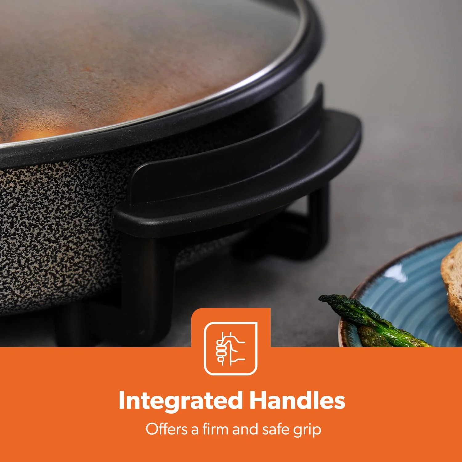 Electric Multi-Cooker Frying Pan Electric Wok With Glass Lid 40cm - Image 9