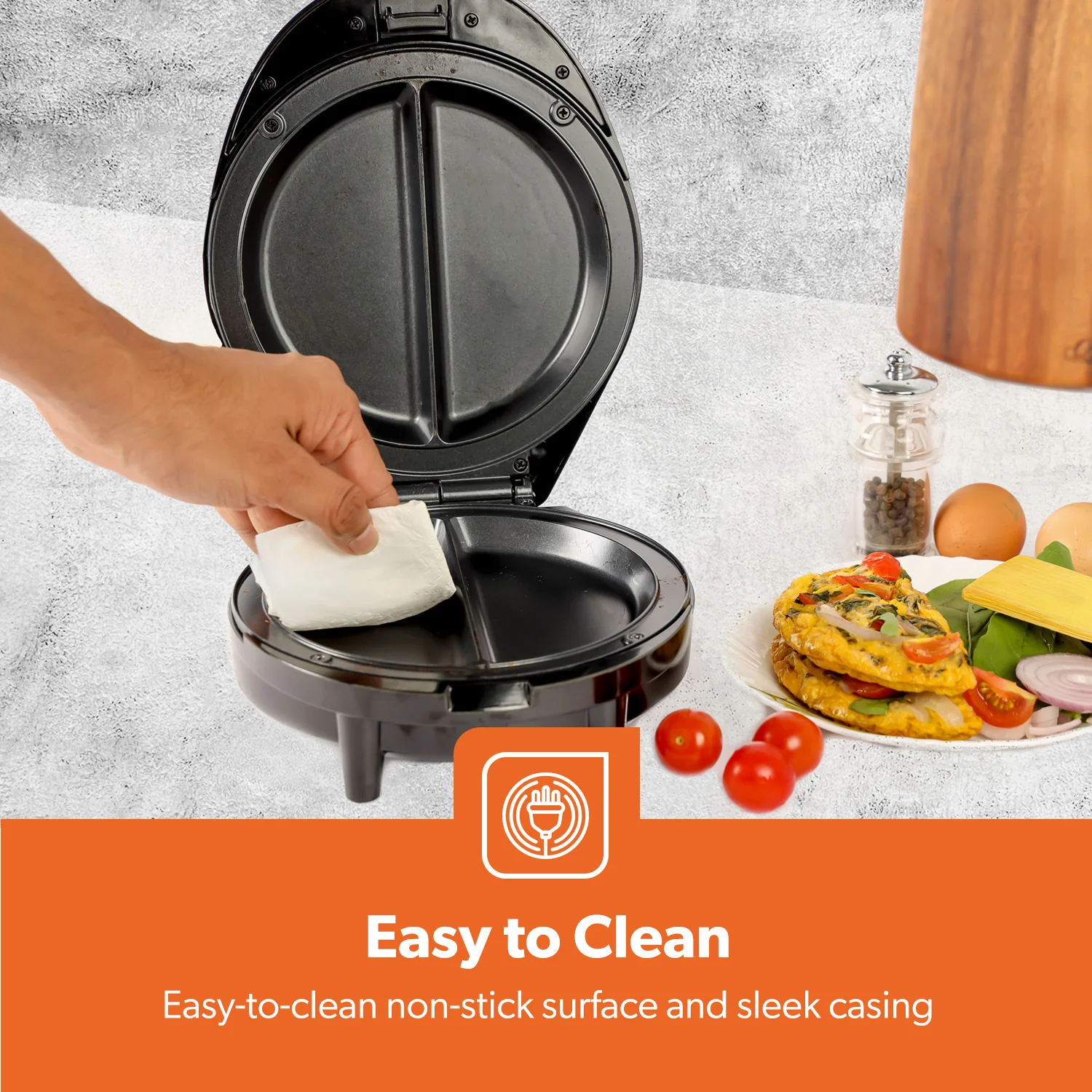 700W Stainless Steel Non-Stick Electric Omelette Maker - Image 6
