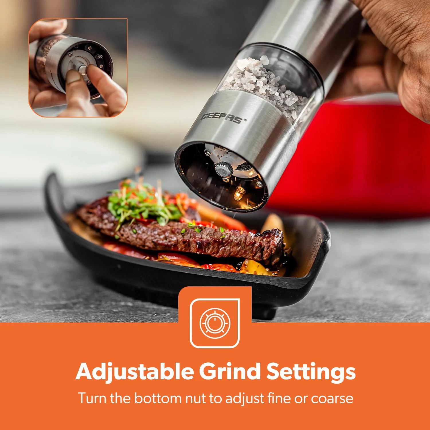 Electric Salt & Pepper Mill Battery-Powered Pack of 2 - Image 5